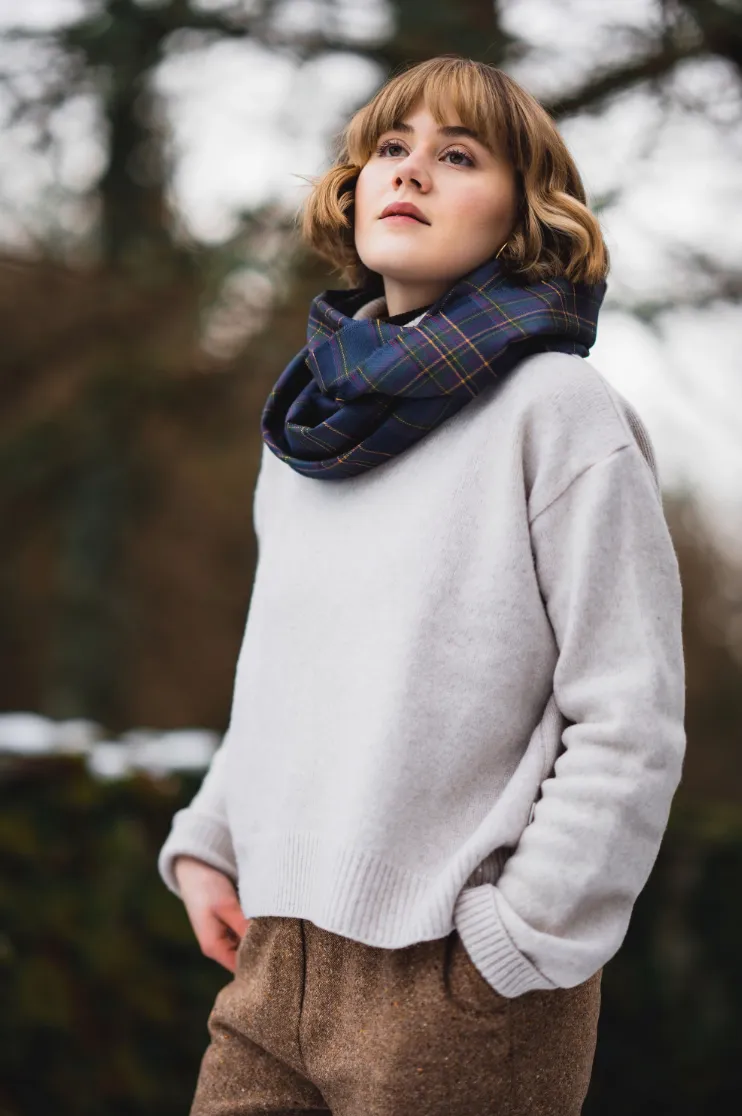 Highland Mist Tartan Cowl Wrap Scarf by LoullyMakes