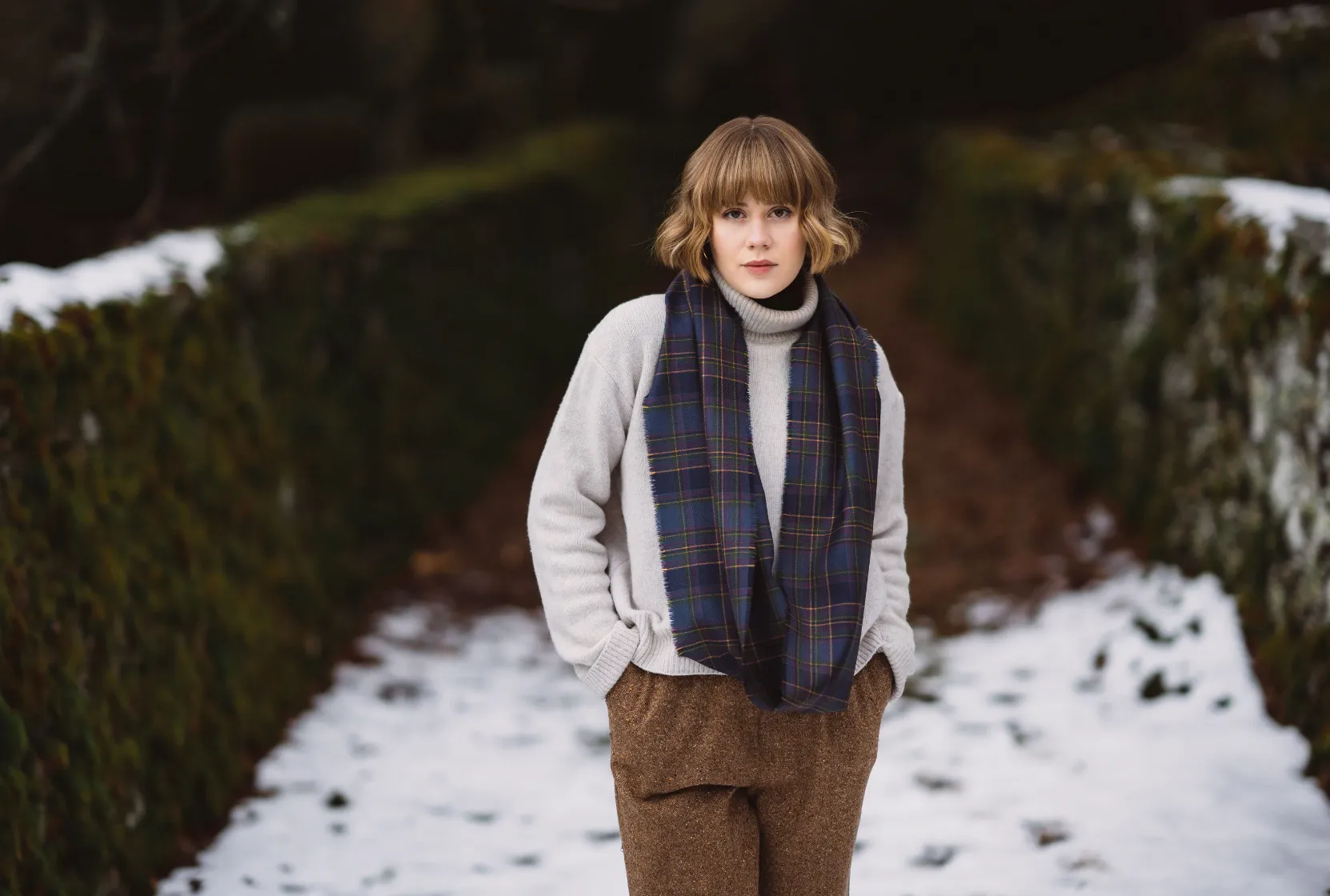 Highland Mist Tartan Cowl Wrap Scarf by LoullyMakes