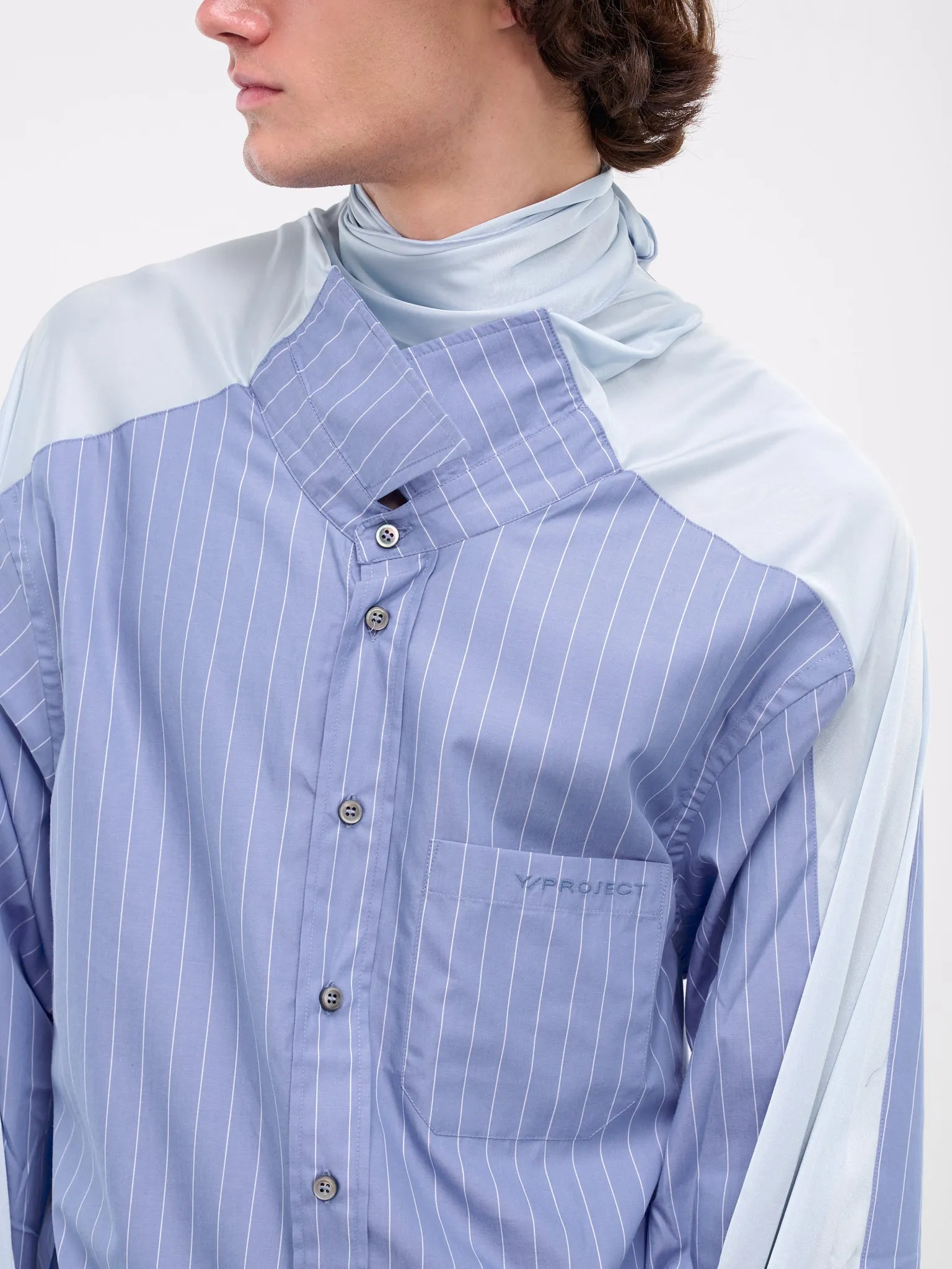 Insert Scarf Shirt (201SI003-F515-BLUE-STRIPE)