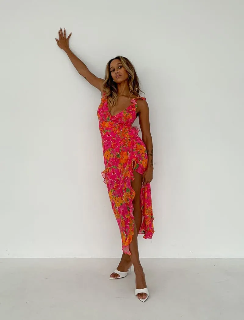 Just like Heaven Maxi Dress | Electric Begonia