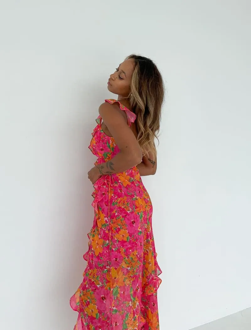 Just like Heaven Maxi Dress | Electric Begonia