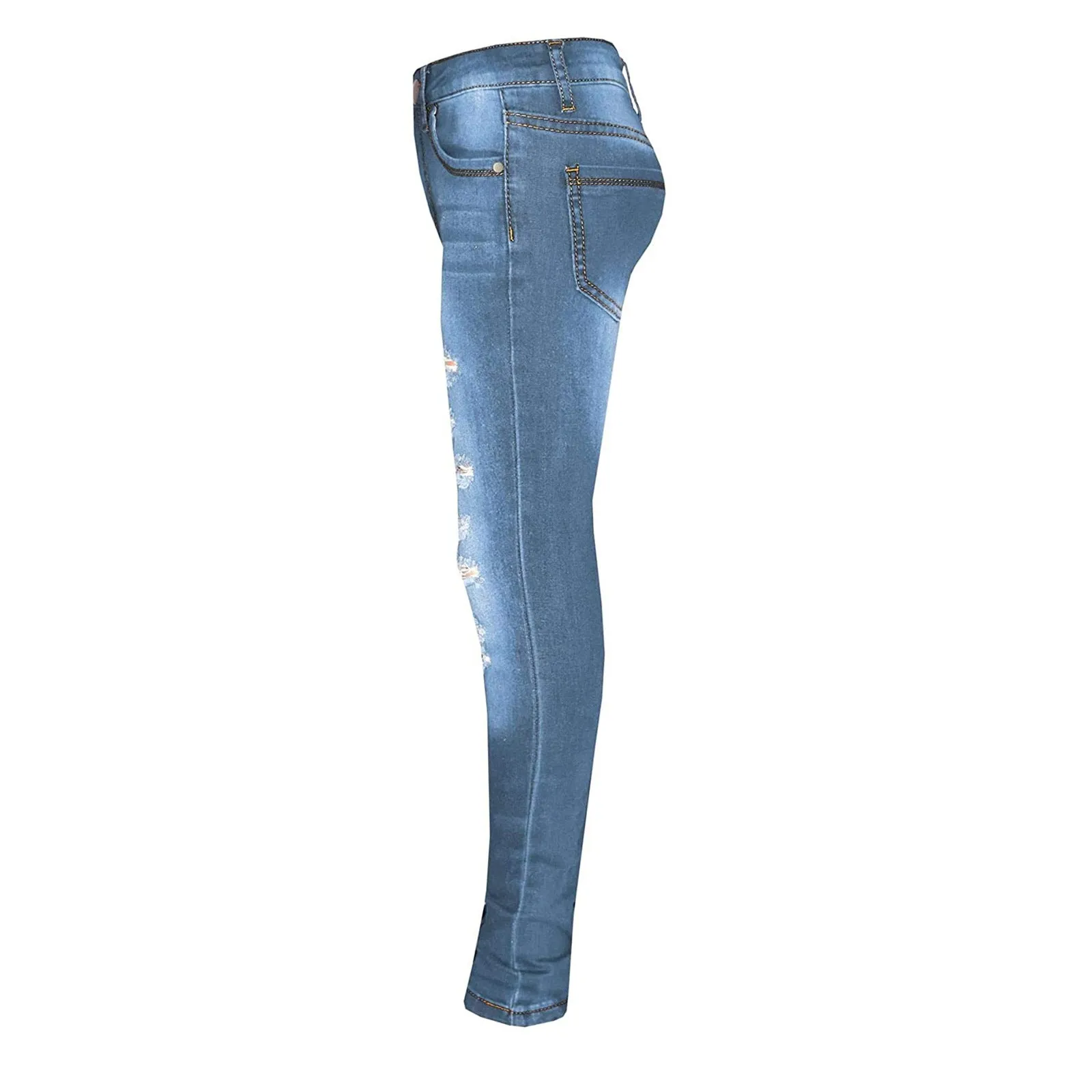 Kids Girls Skinny Jeans Denim Ripped Stretchy Pants for Age 3-14 Years