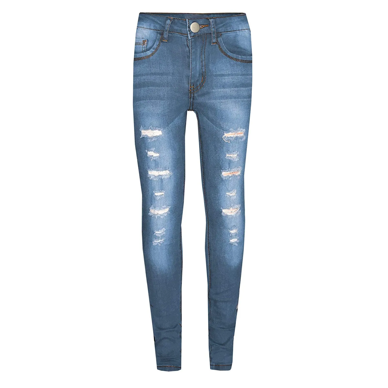 Kids Girls Skinny Jeans Denim Ripped Stretchy Pants for Age 3-14 Years