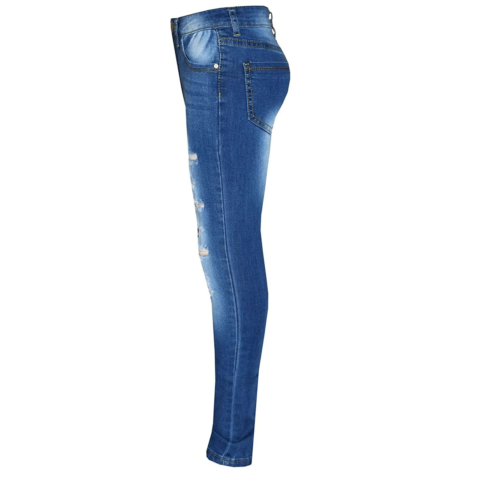 Kids Girls Skinny Jeans Denim Ripped Stretchy Pants for Age 3-14 Years
