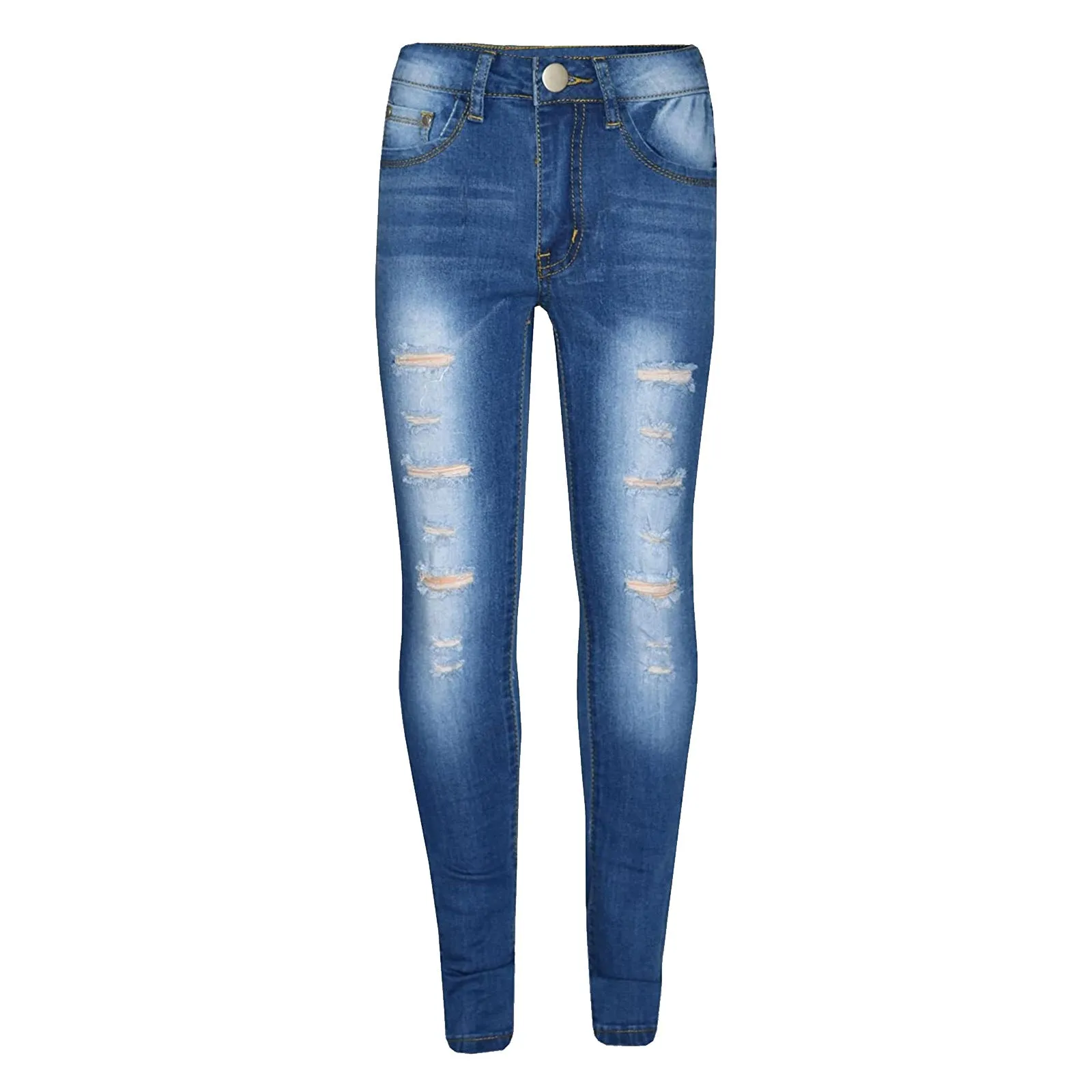 Kids Girls Skinny Jeans Denim Ripped Stretchy Pants for Age 3-14 Years