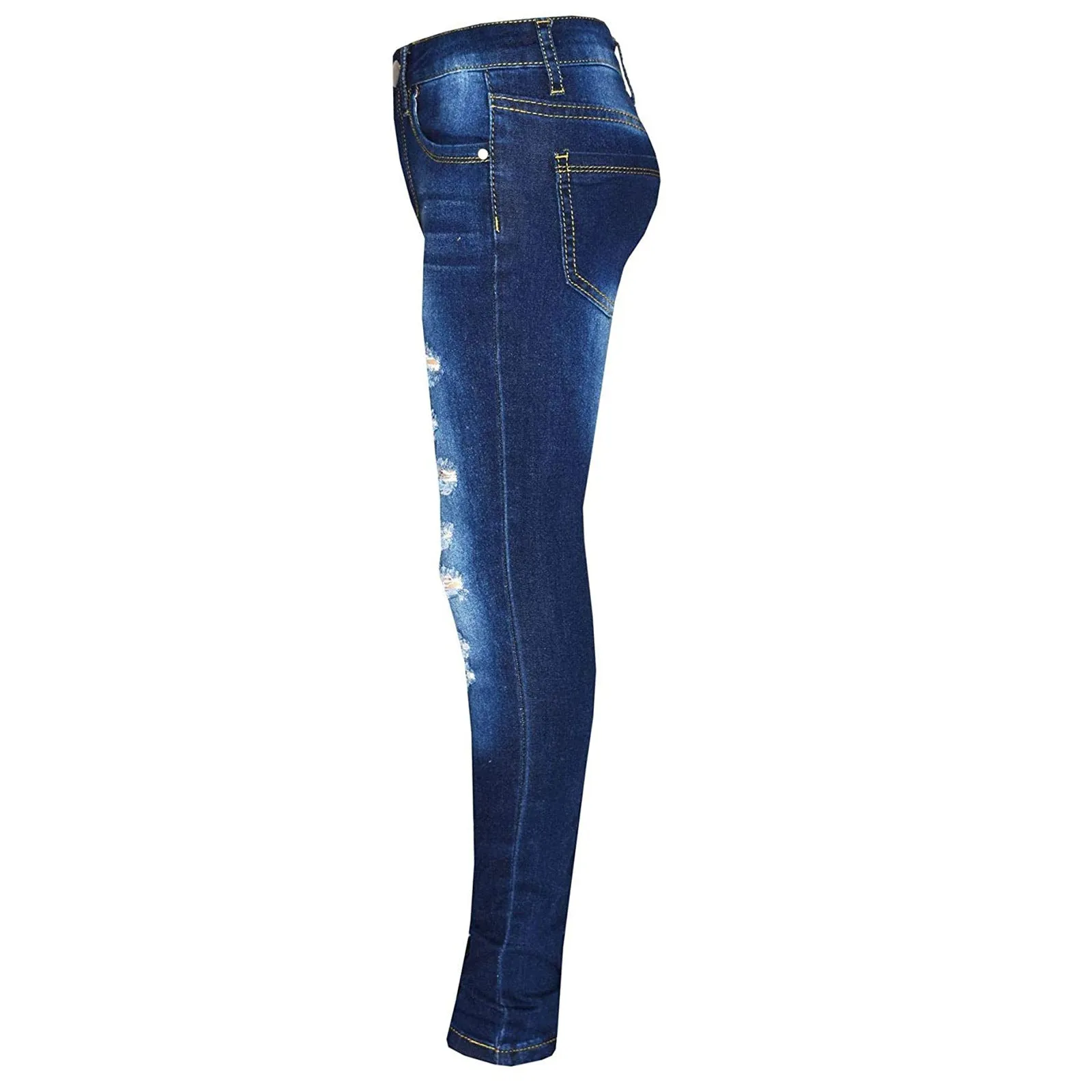 Kids Girls Skinny Jeans Denim Ripped Stretchy Pants for Age 3-14 Years