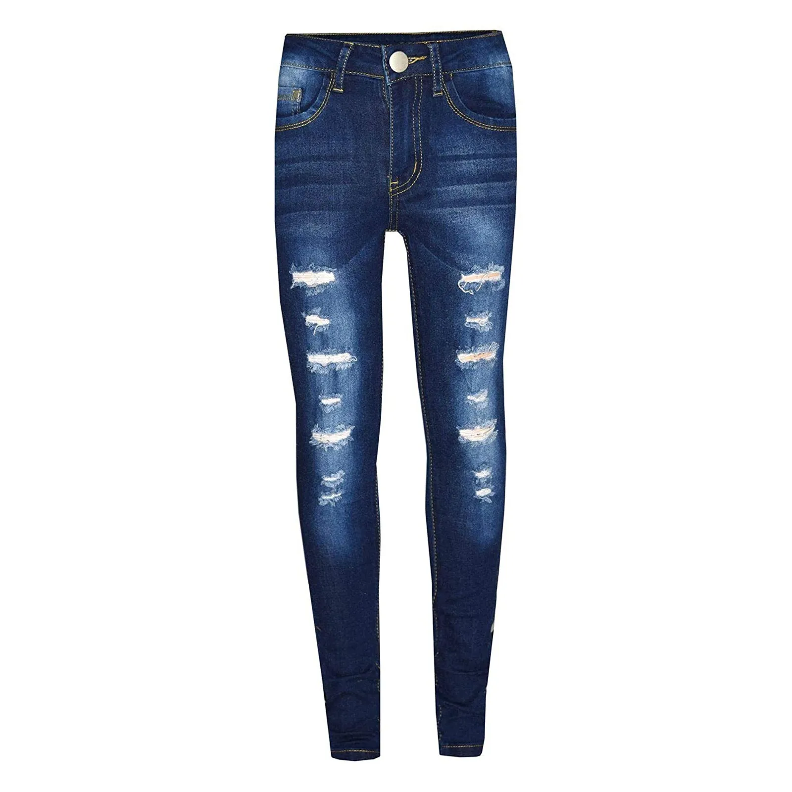 Kids Girls Skinny Jeans Denim Ripped Stretchy Pants for Age 3-14 Years