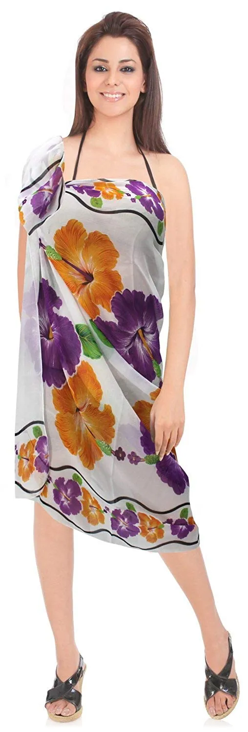 LA LEELA Beachwear Bikini Cover up Bathing Suit Wrap Pareo Women 11 ONE Size