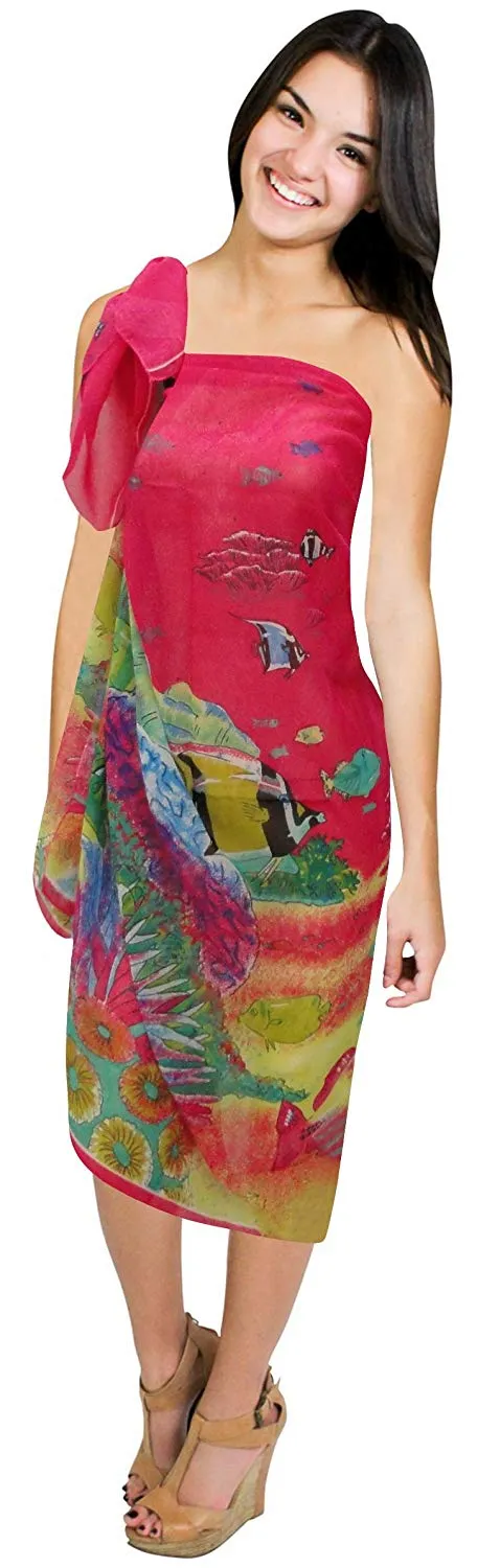 LA LEELA Beachwear Bikini Cover up Bathing Suit Wrap Pareo Women 11 ONE Size