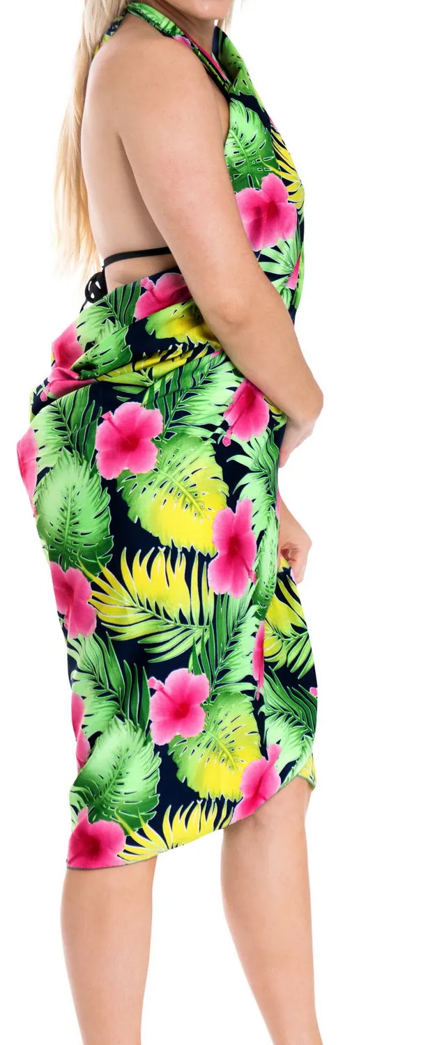 LA LEELA Women Beach Cover Up Sarong Swimsuit Cover-Up Pareo One Size Pink_E463