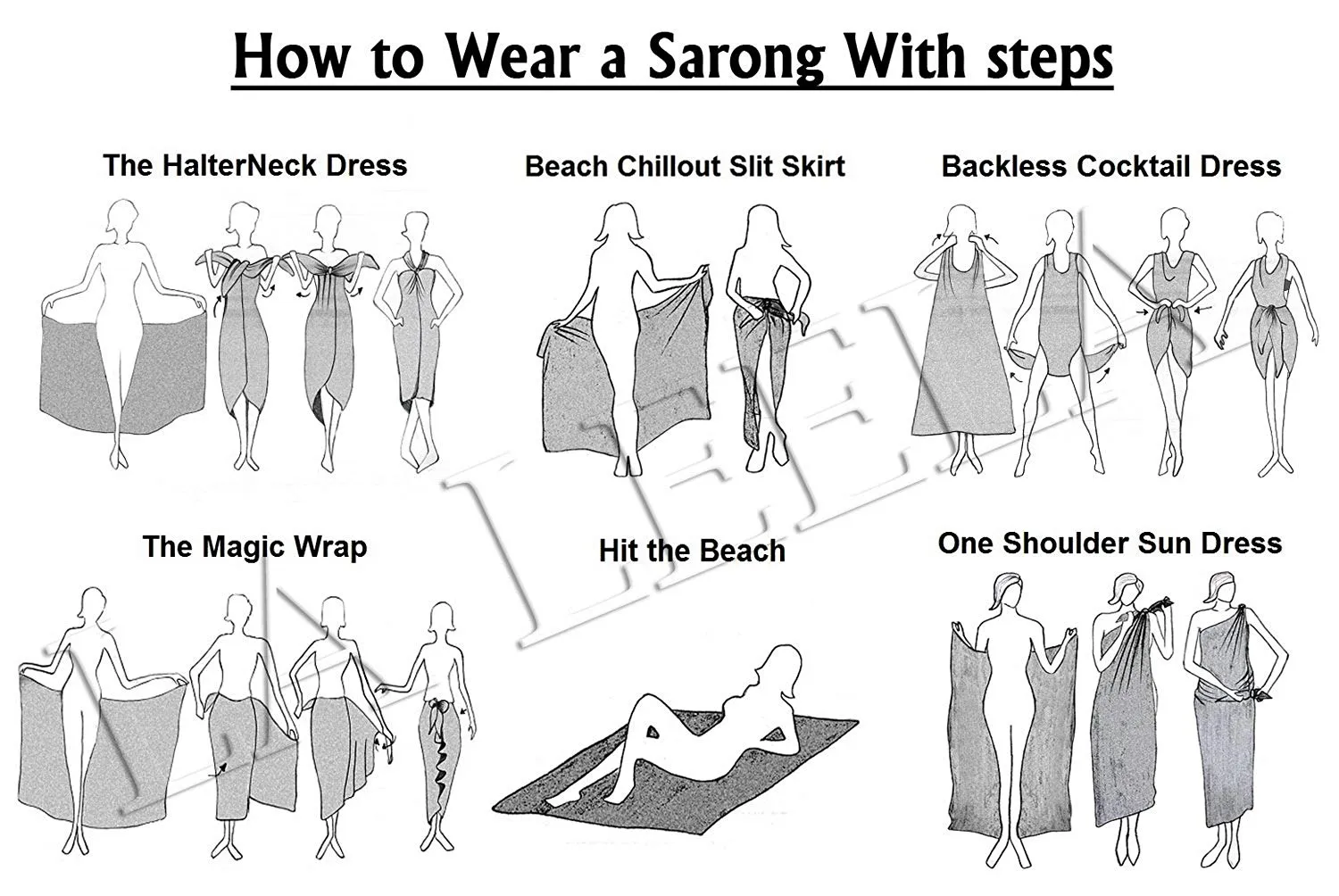 LA LEELA Women Beachwear Bikini Wrap Cover up Swimsuit Sarong Dress 12 ONE Size