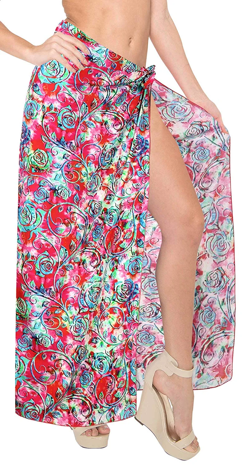 LA LEELA Women Bikini Cover up Wrap Dress Swimwear Sarong Digital Plus Size