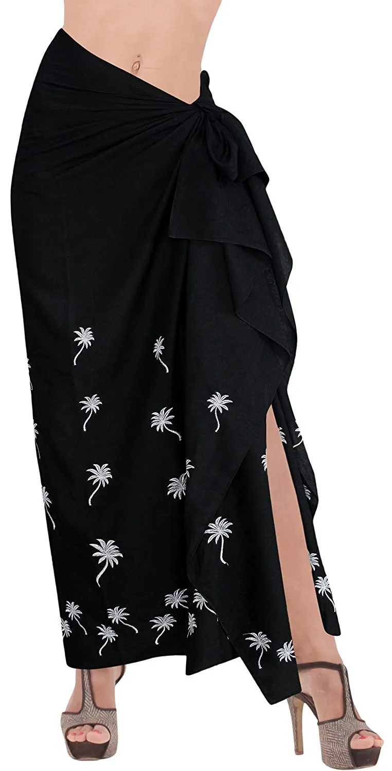 LA LEELA Women Bikini Cover up Wrap Dress Swimwear Sarong Solid ONE Size