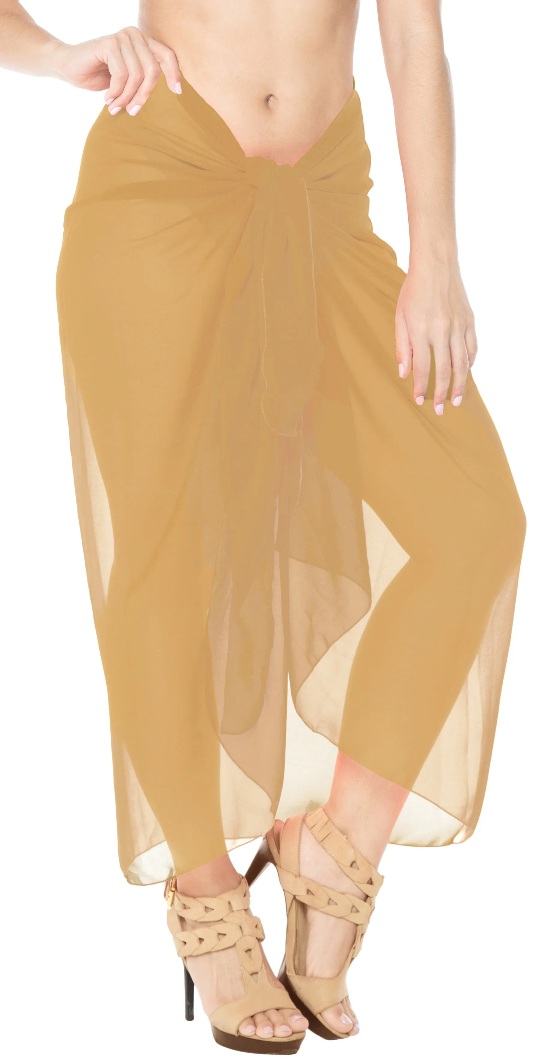 LA LEELA Women's Beach Cover Up Sarong Swimsuit Coverup Pareo 78"x42" Beige_G177