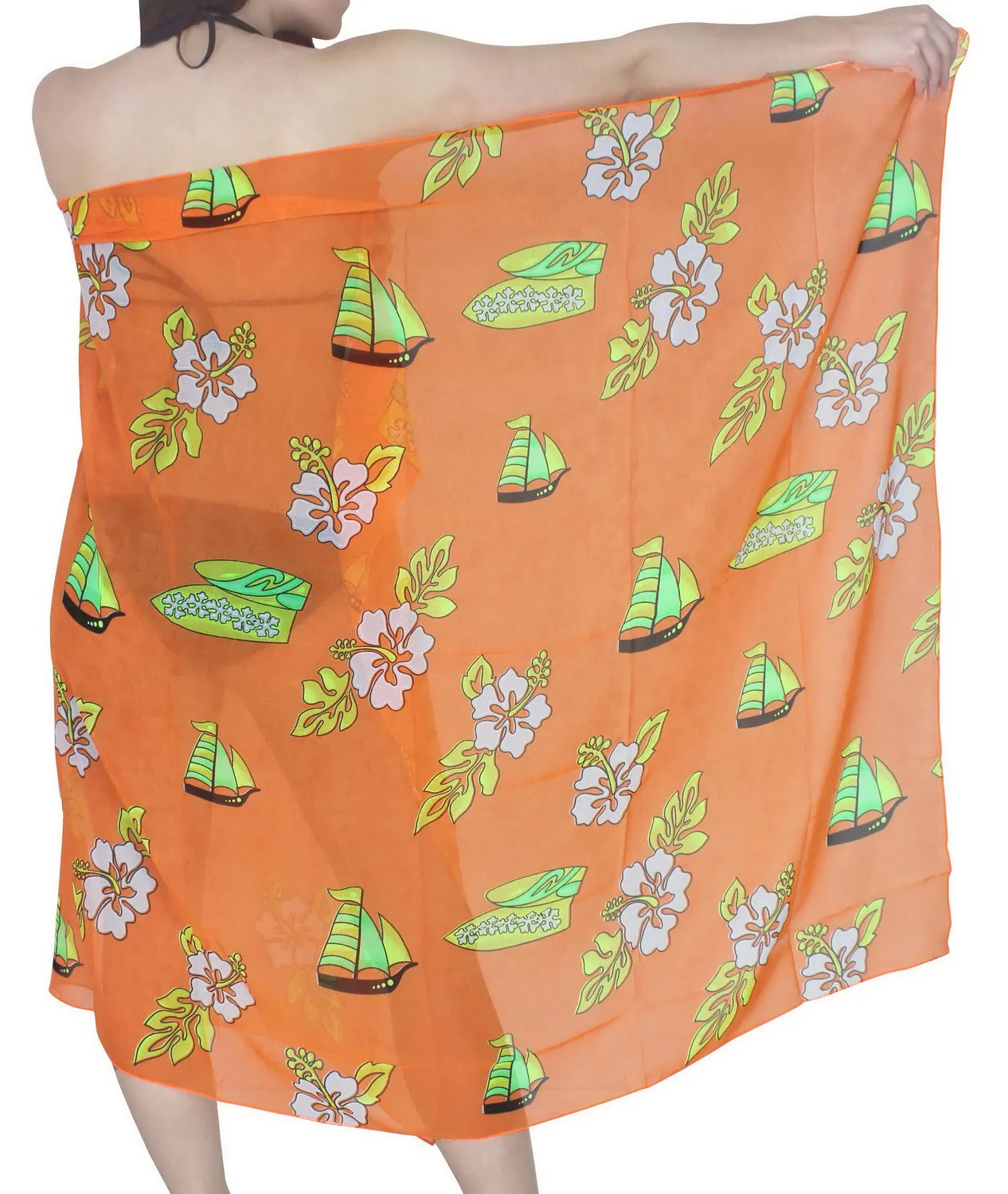 LA LEELA Women's Pareo Canga Sarong Skirt Swimwear Cover Up 72"x42" Orange_L743