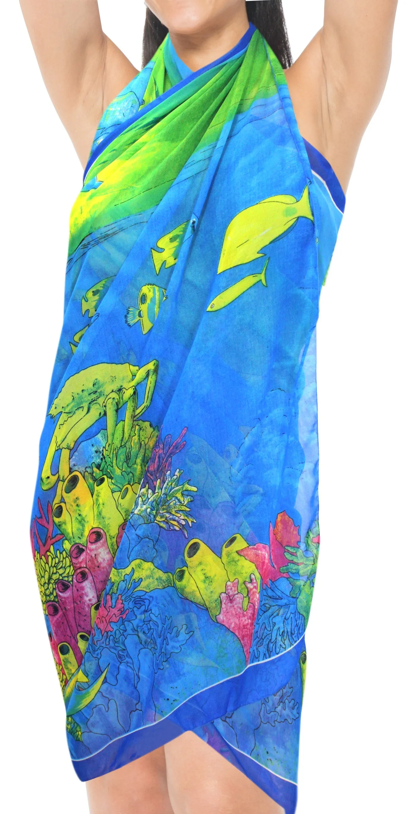 LA LEELA Womens Swimsuit Cover Up Beach Wrap Skirt Sarong Wrap 72"x42" Blue_S837