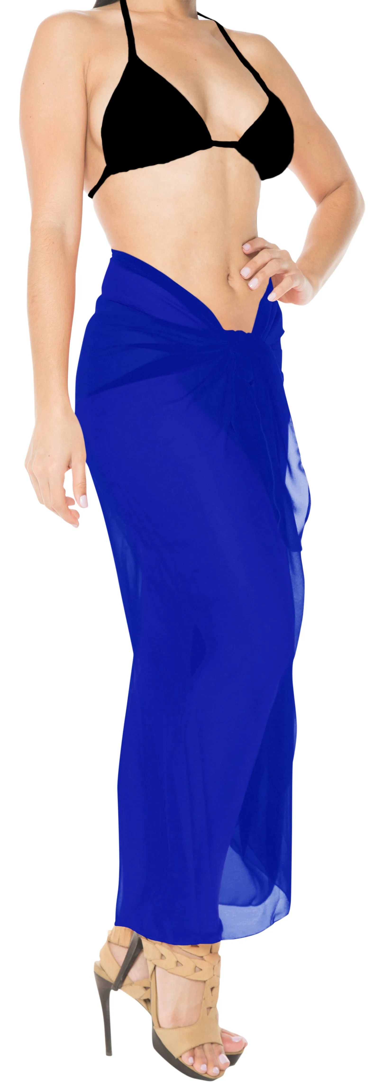 LA LEELA Women's Swimwear Cover Up Beach Sarong Swimsuit Wrap 78"x42" Blue_E472