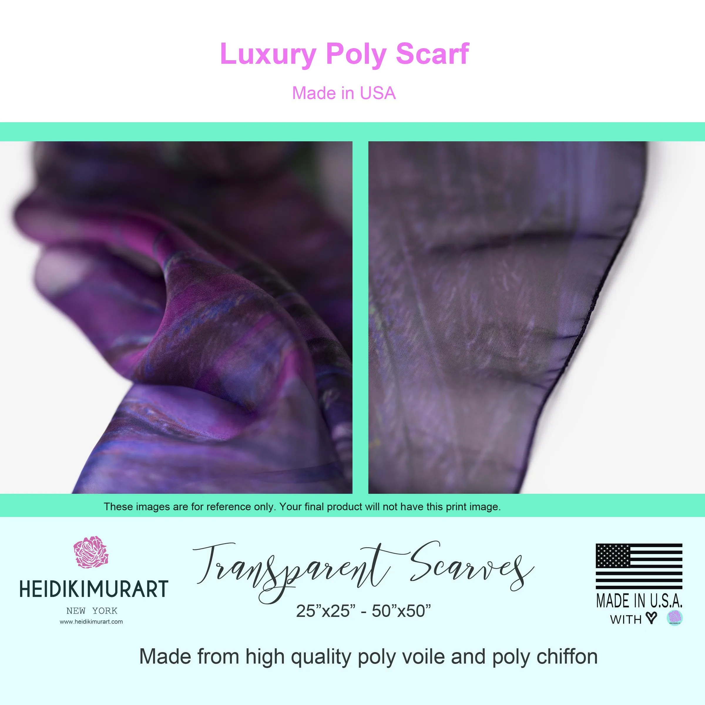 Light Blue Designer Poly Scarf, Solid Color Lightweight Fashion Accessories- Made in USA