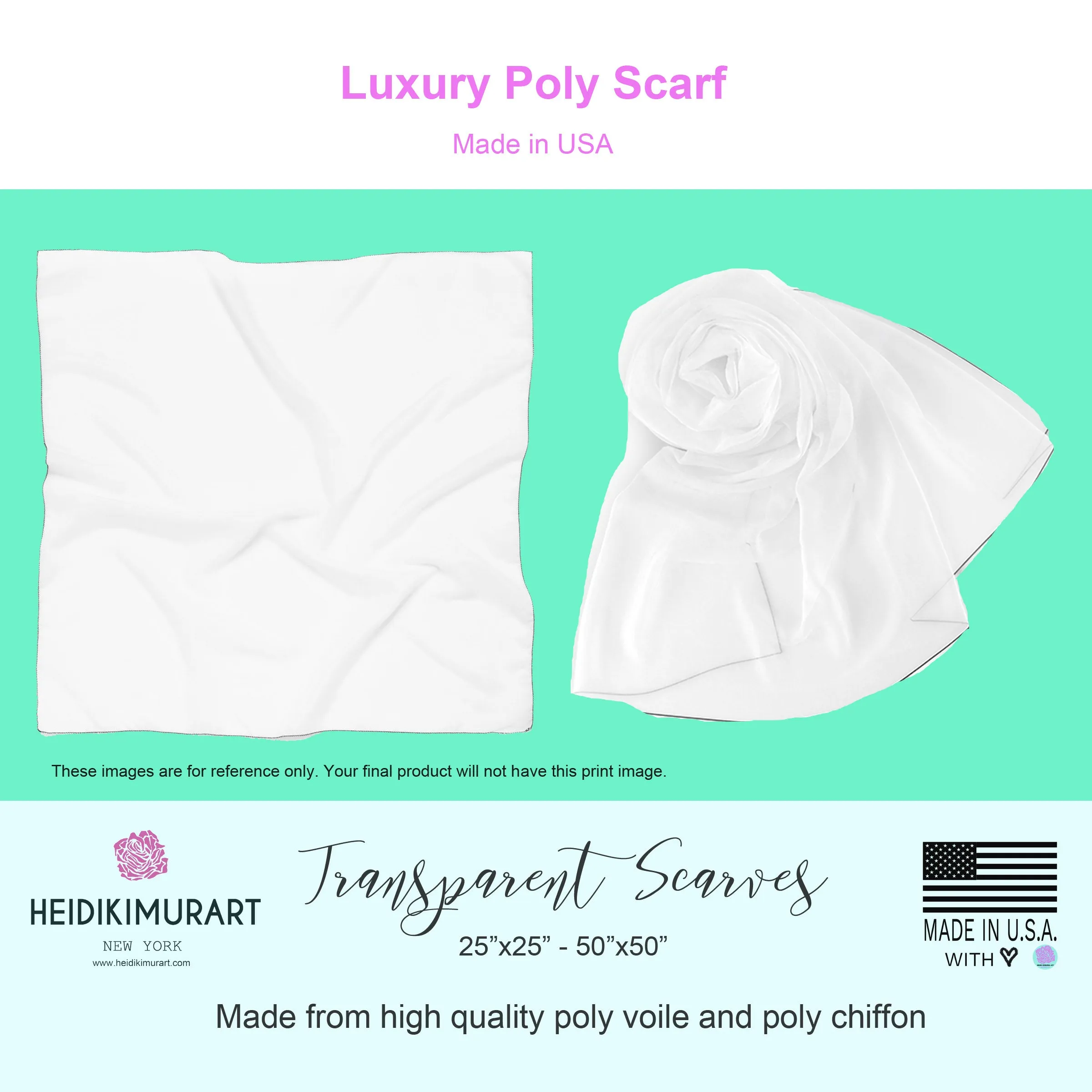 Light Blue Designer Poly Scarf, Solid Color Lightweight Fashion Accessories- Made in USA