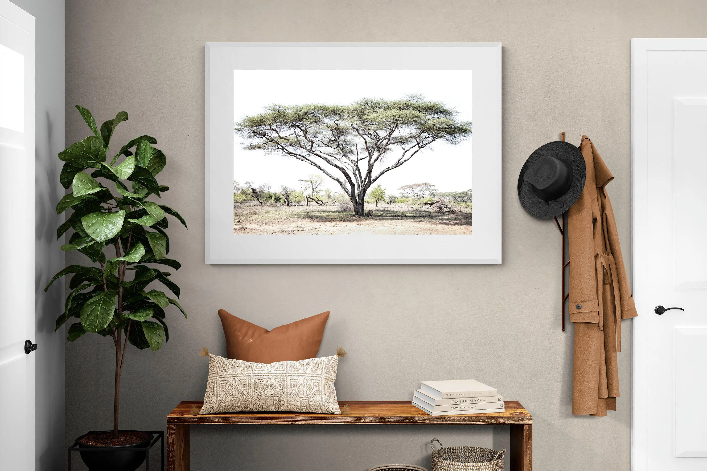 Lion Under Umbrella Tree