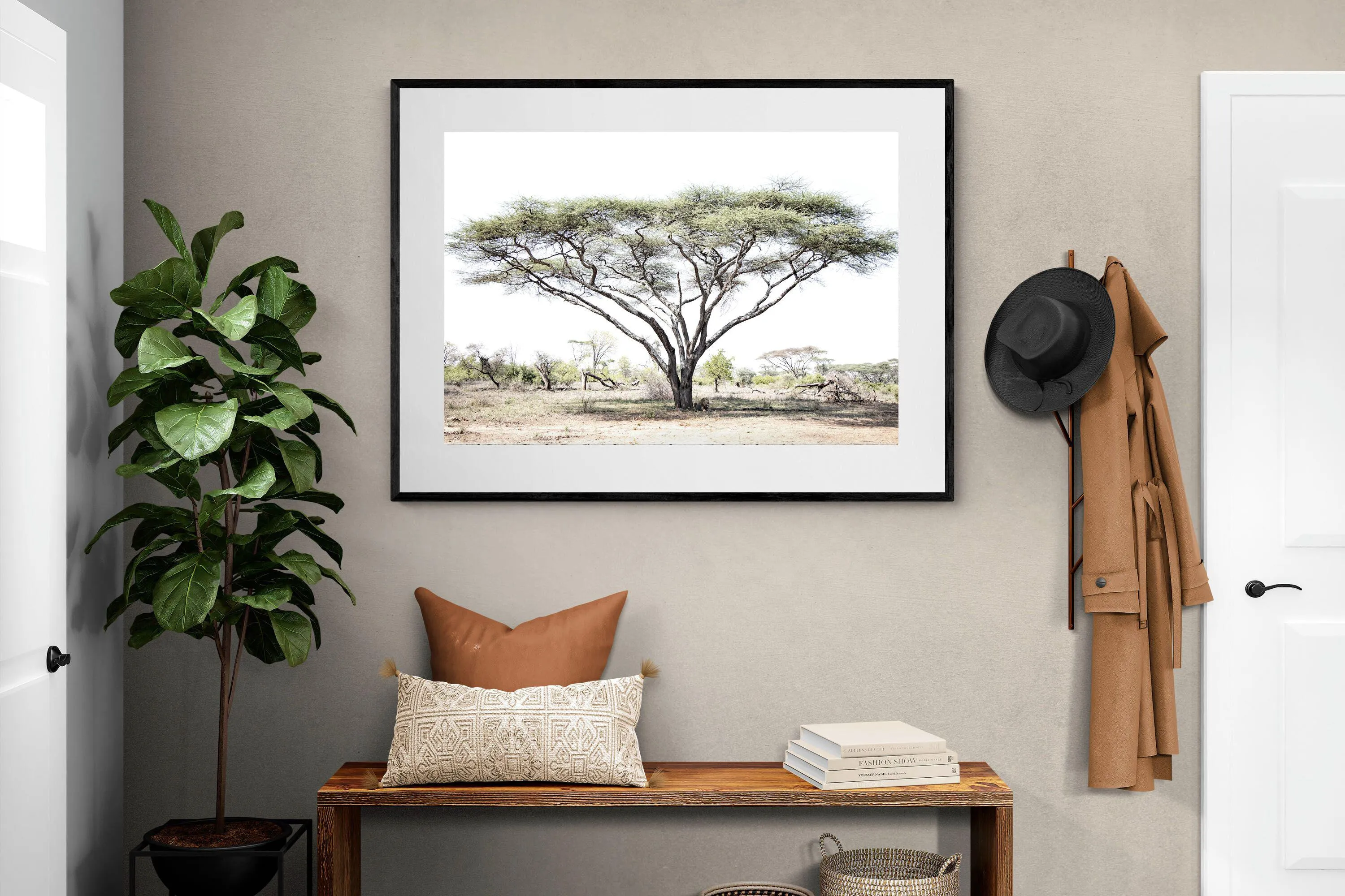 Lion Under Umbrella Tree