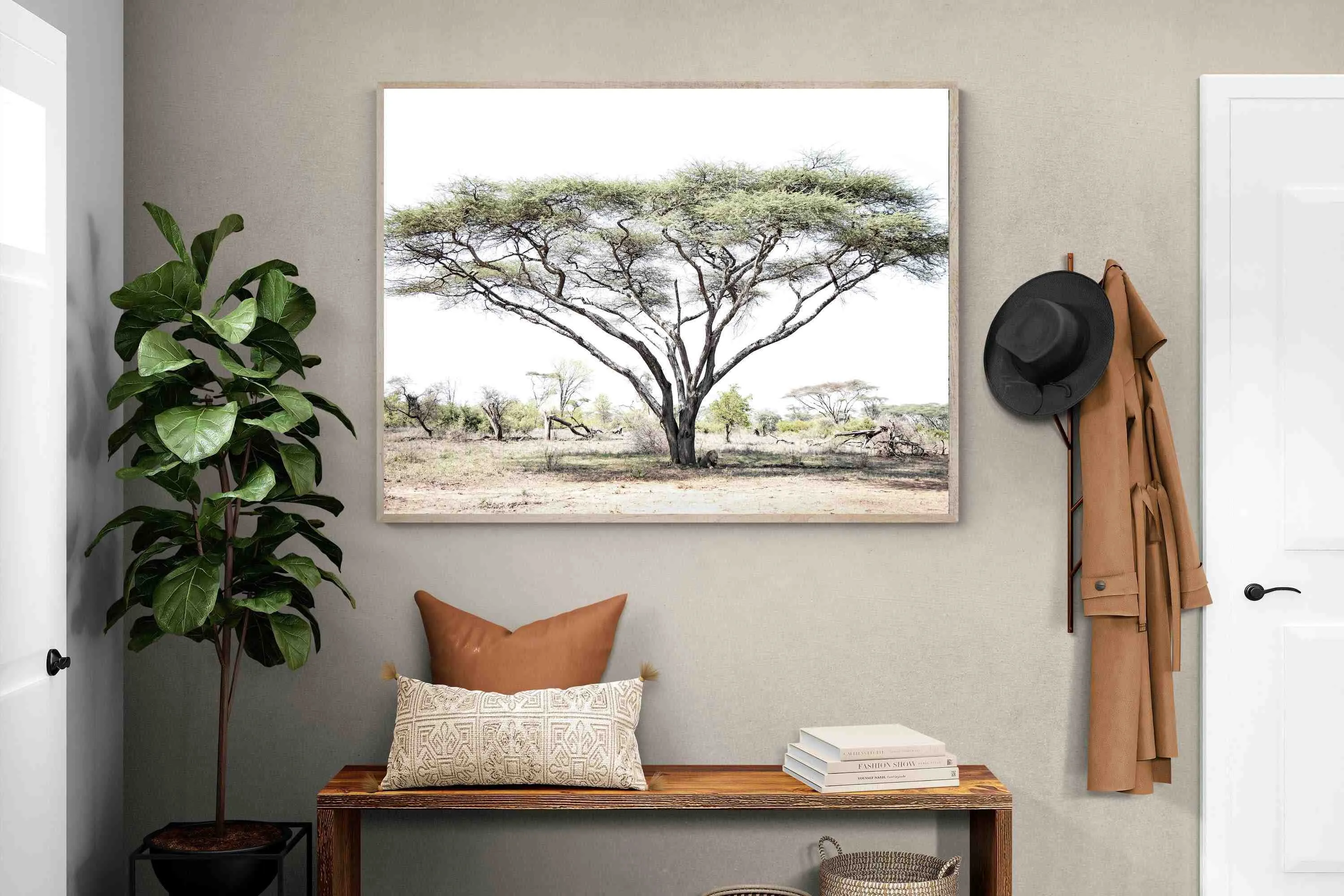 Lion Under Umbrella Tree