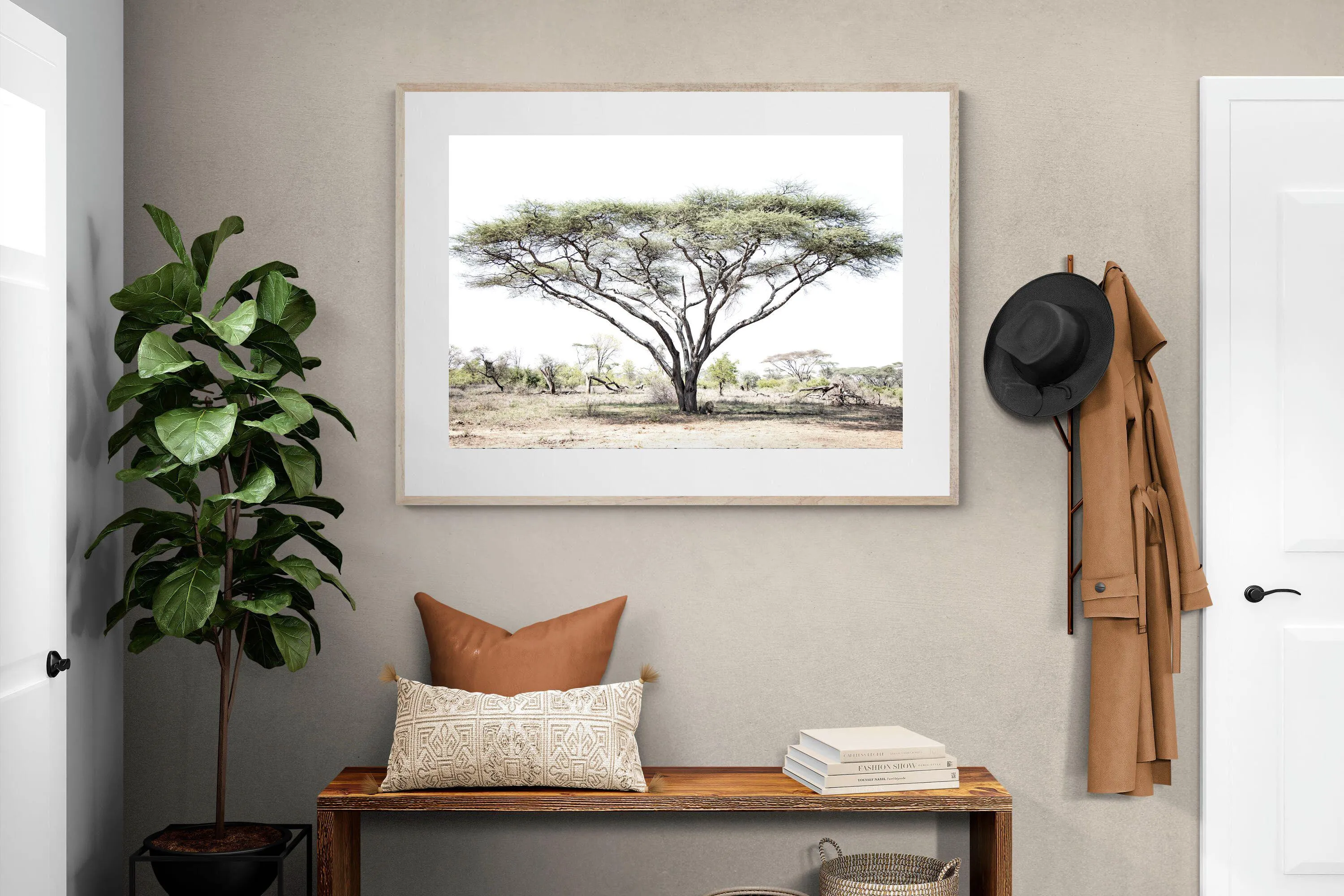 Lion Under Umbrella Tree