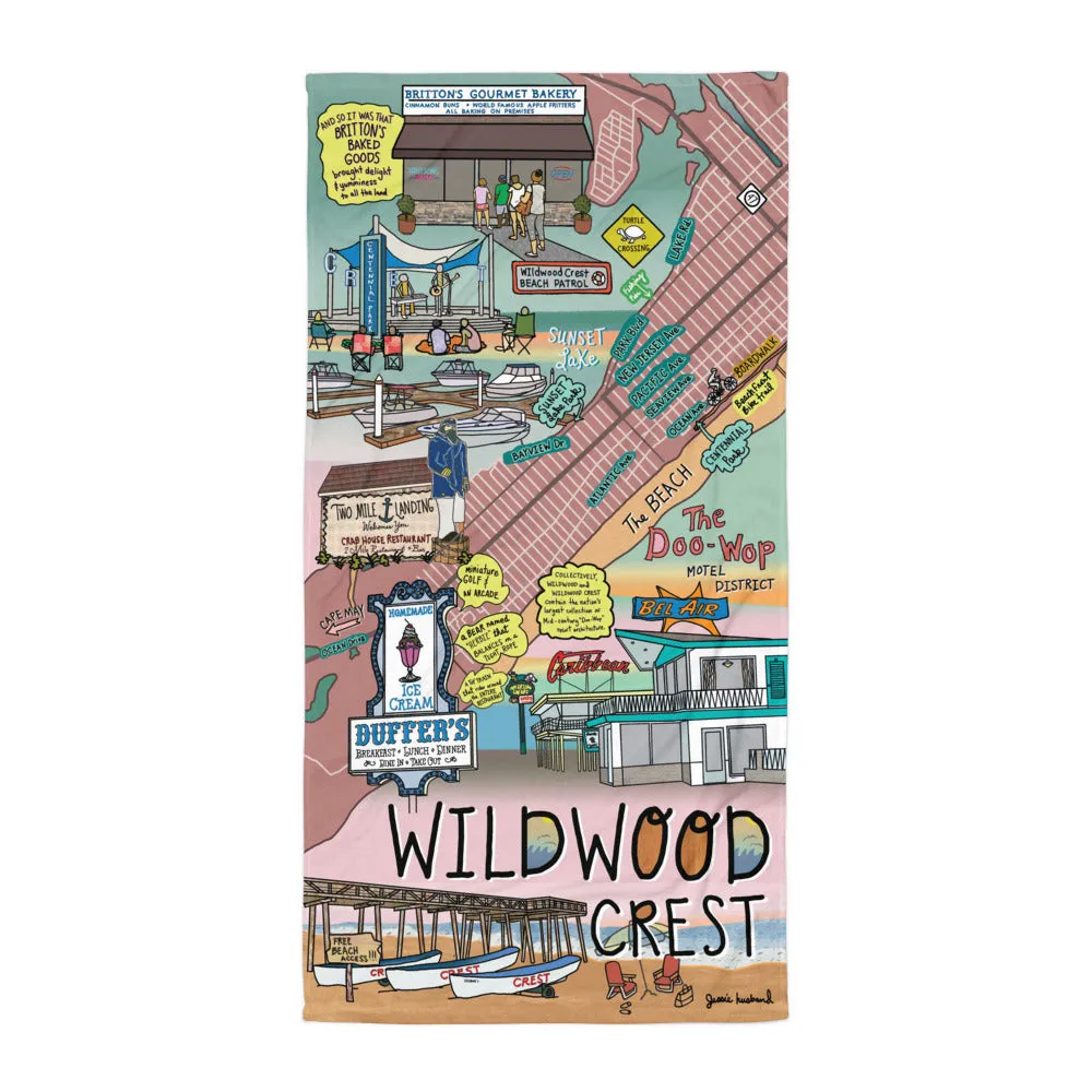 Map of Wildwood Crest, NJ Beach Towel