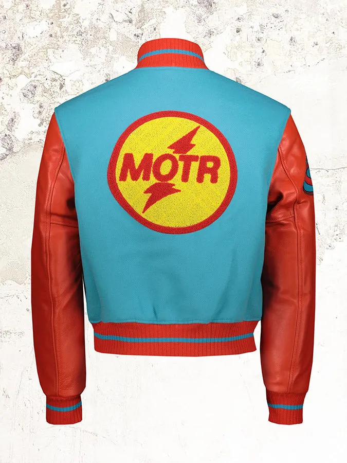 Members of the rage Camp Varsity bomber jacket