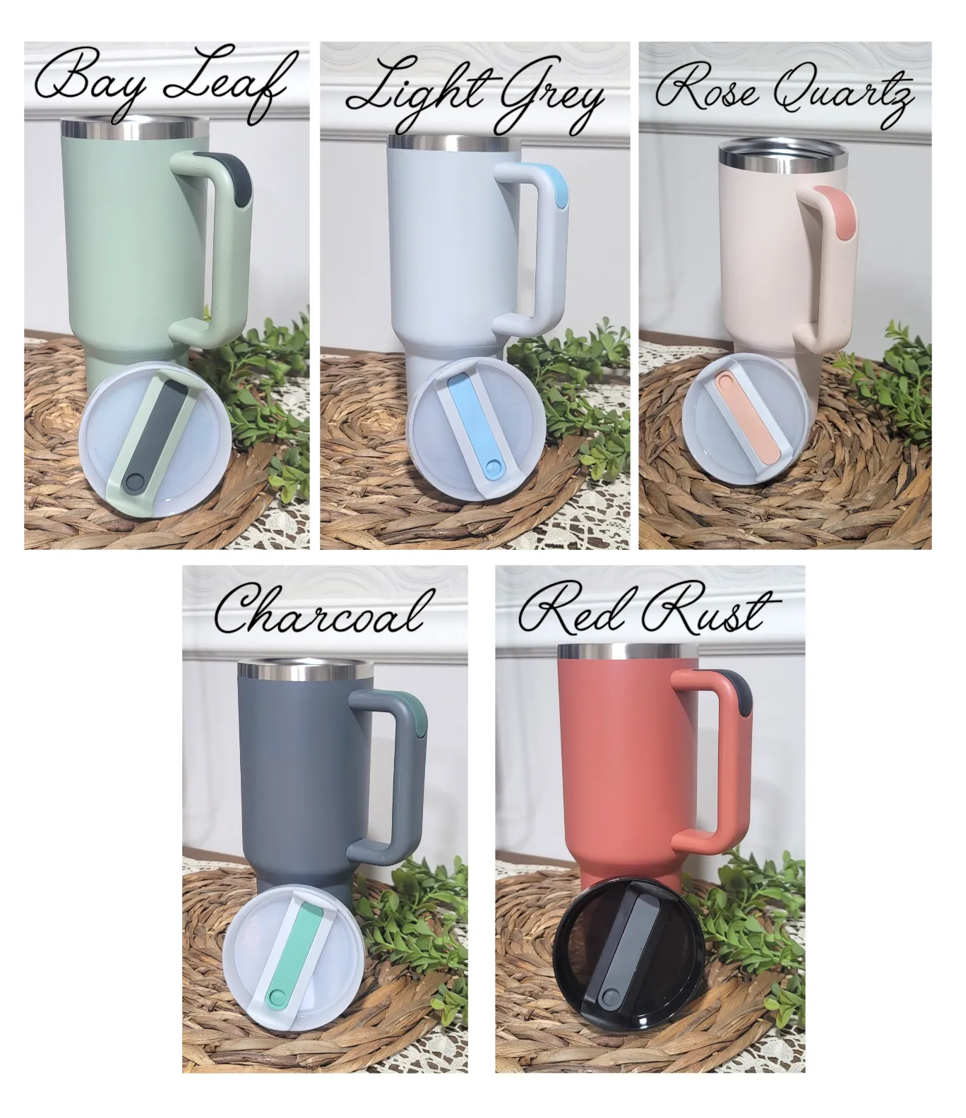 Monogramed 40oz stainless steel tumbler with handle