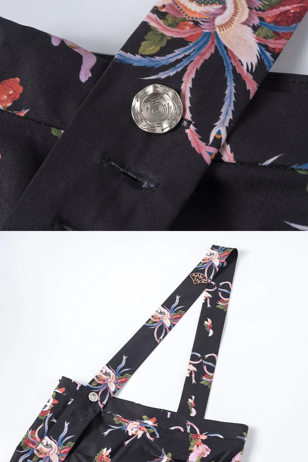 Mukzin | Black Printed  Asymmetric Midi Skirt
