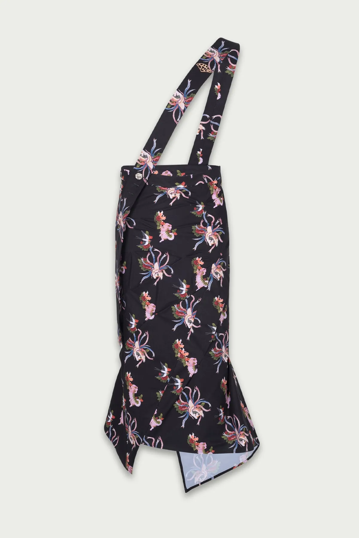 Mukzin | Black Printed  Asymmetric Midi Skirt