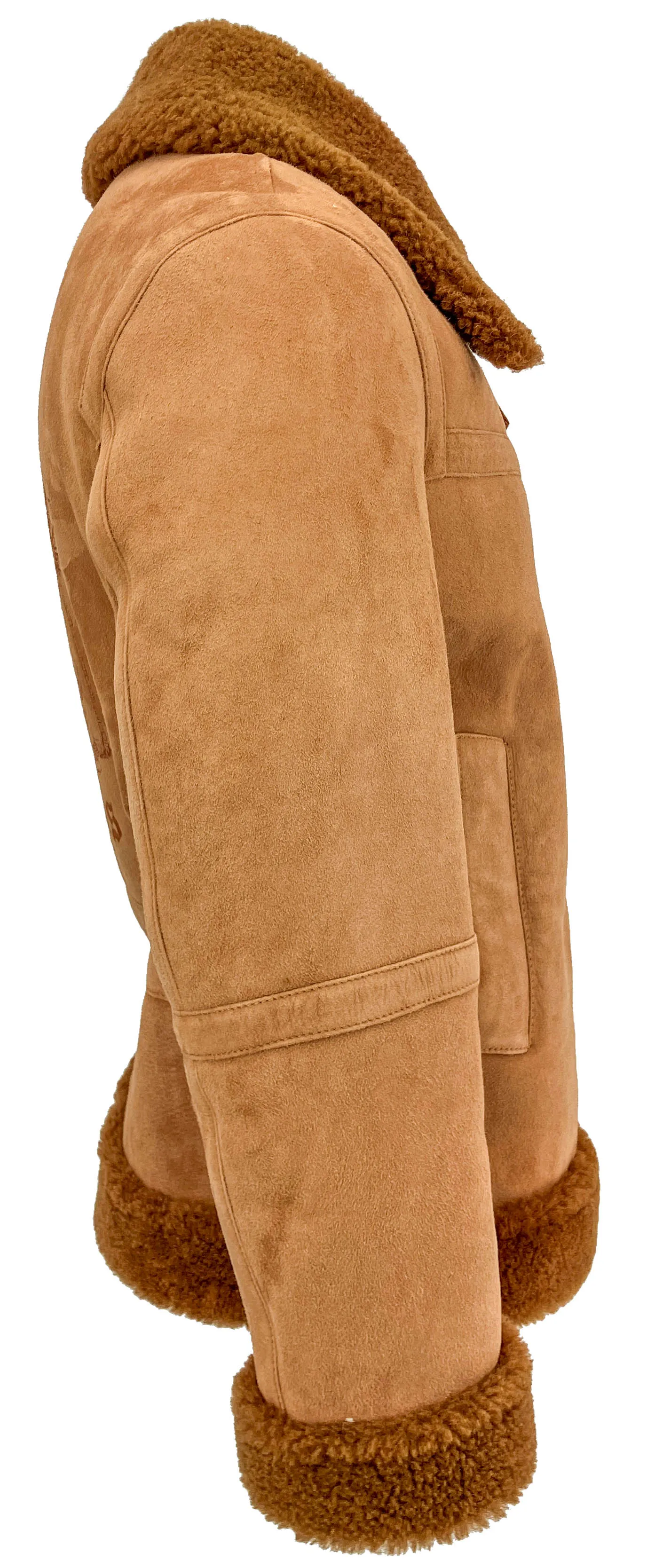 Palm Angels University Shearling Jacket in Brown Beige