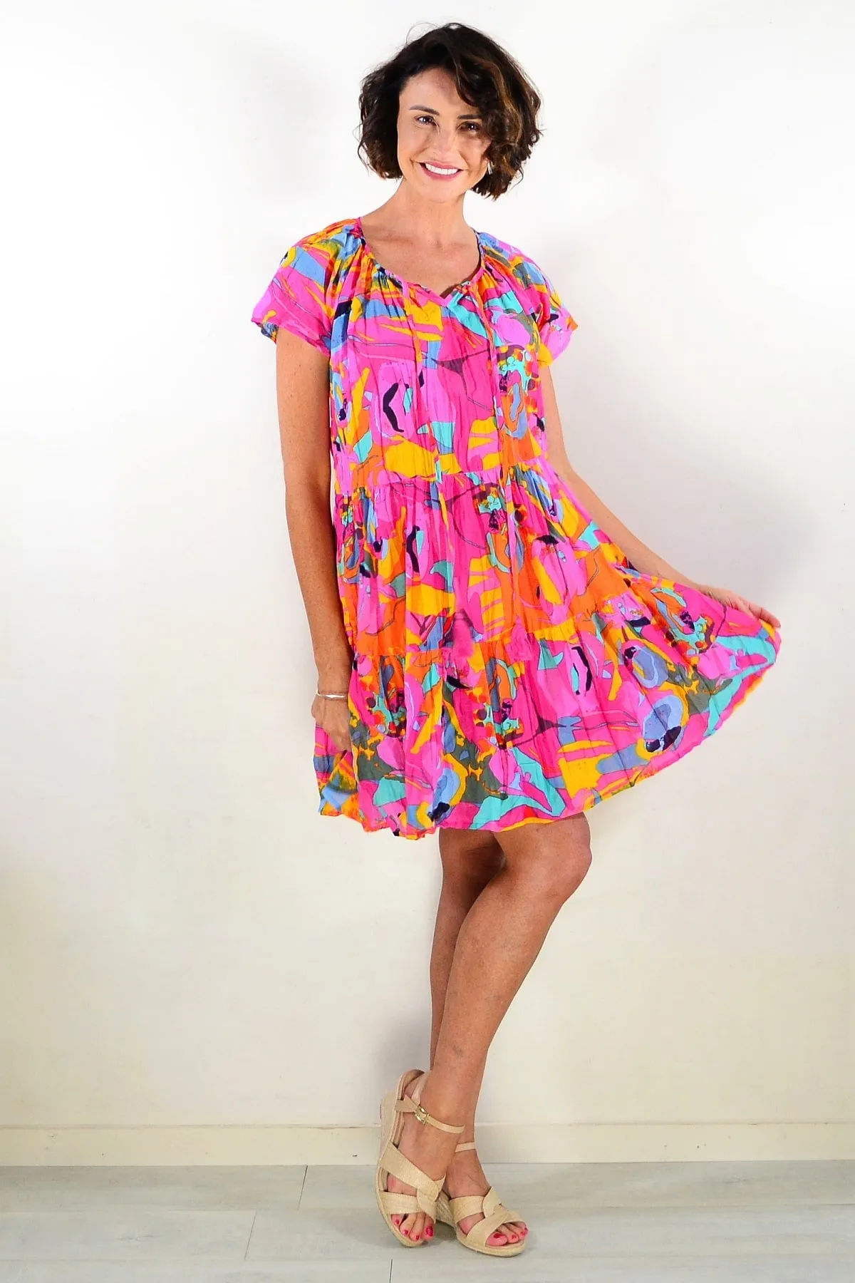 Poppy Cap Sleeve Tassel Dress