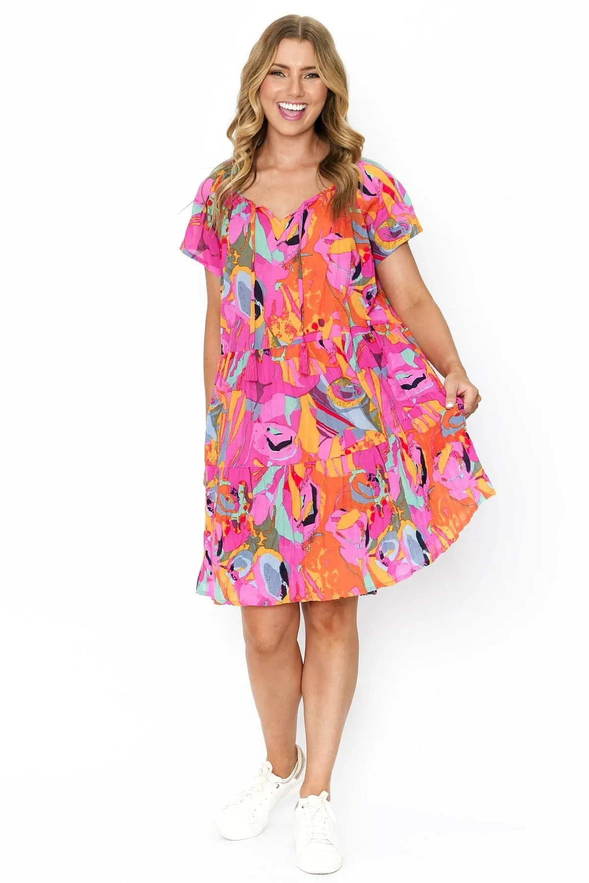 Poppy Cap Sleeve Tassel Dress
