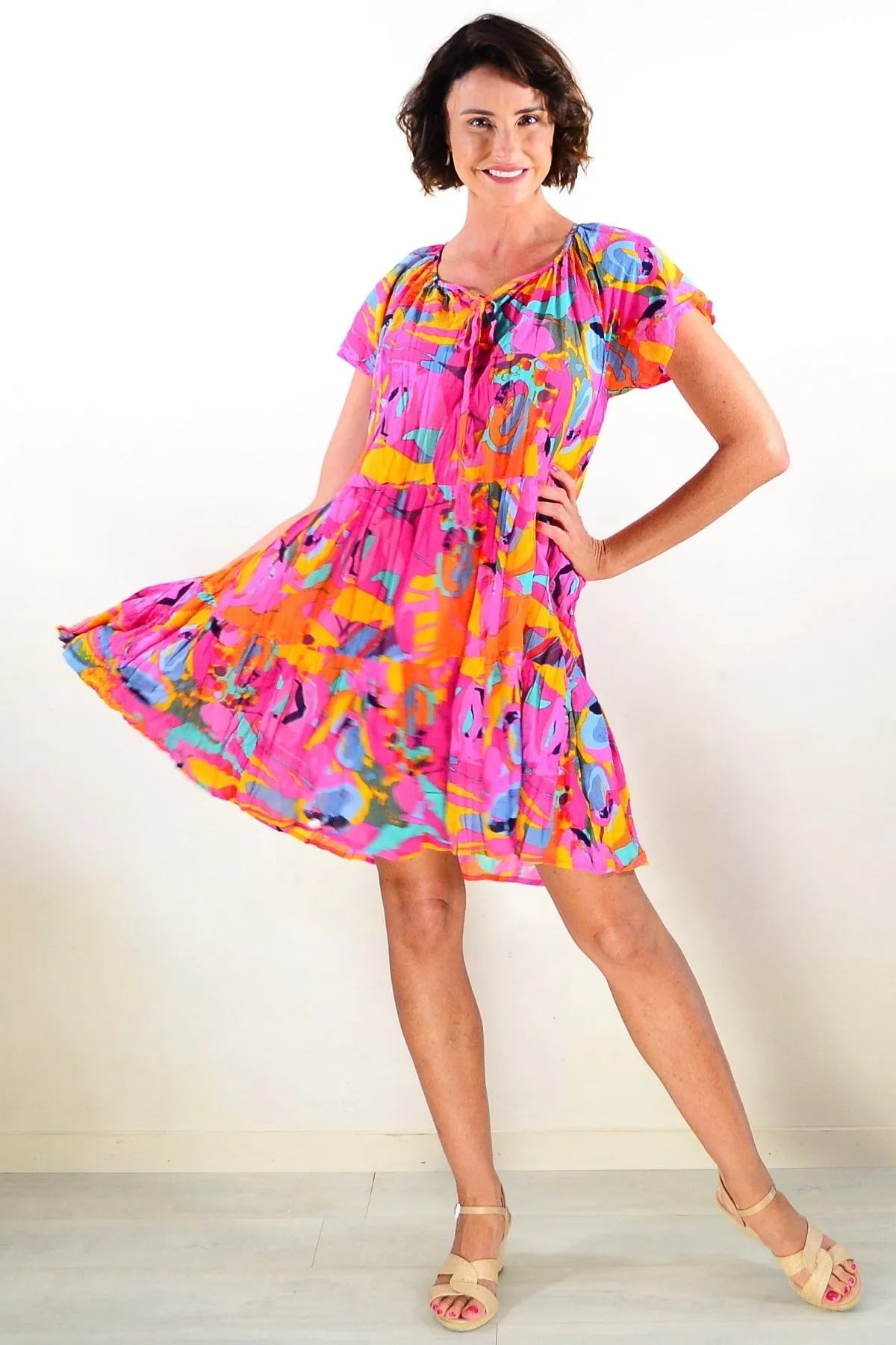 Poppy Cap Sleeve Tassel Dress