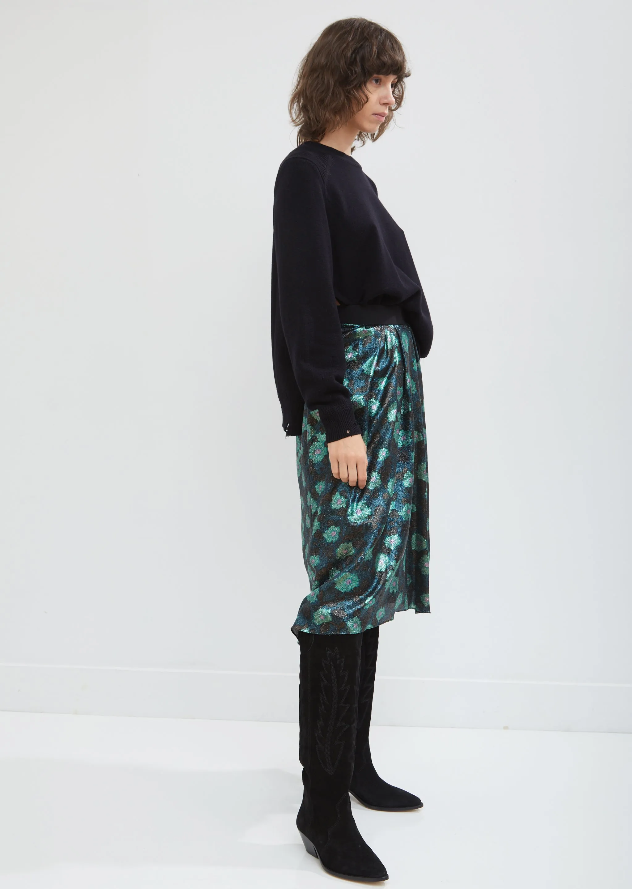 Prehnite Printed Silk Skirt