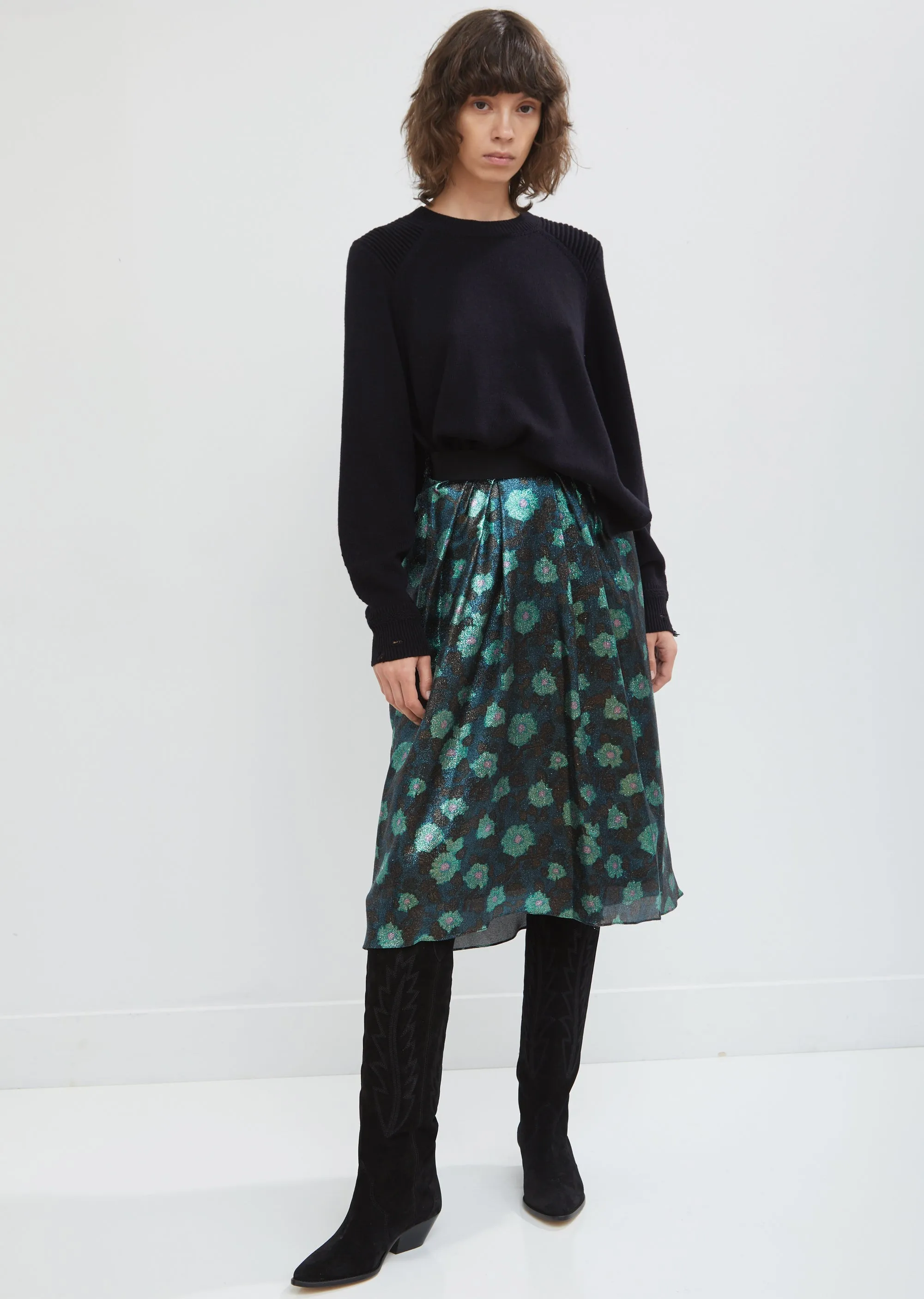 Prehnite Printed Silk Skirt