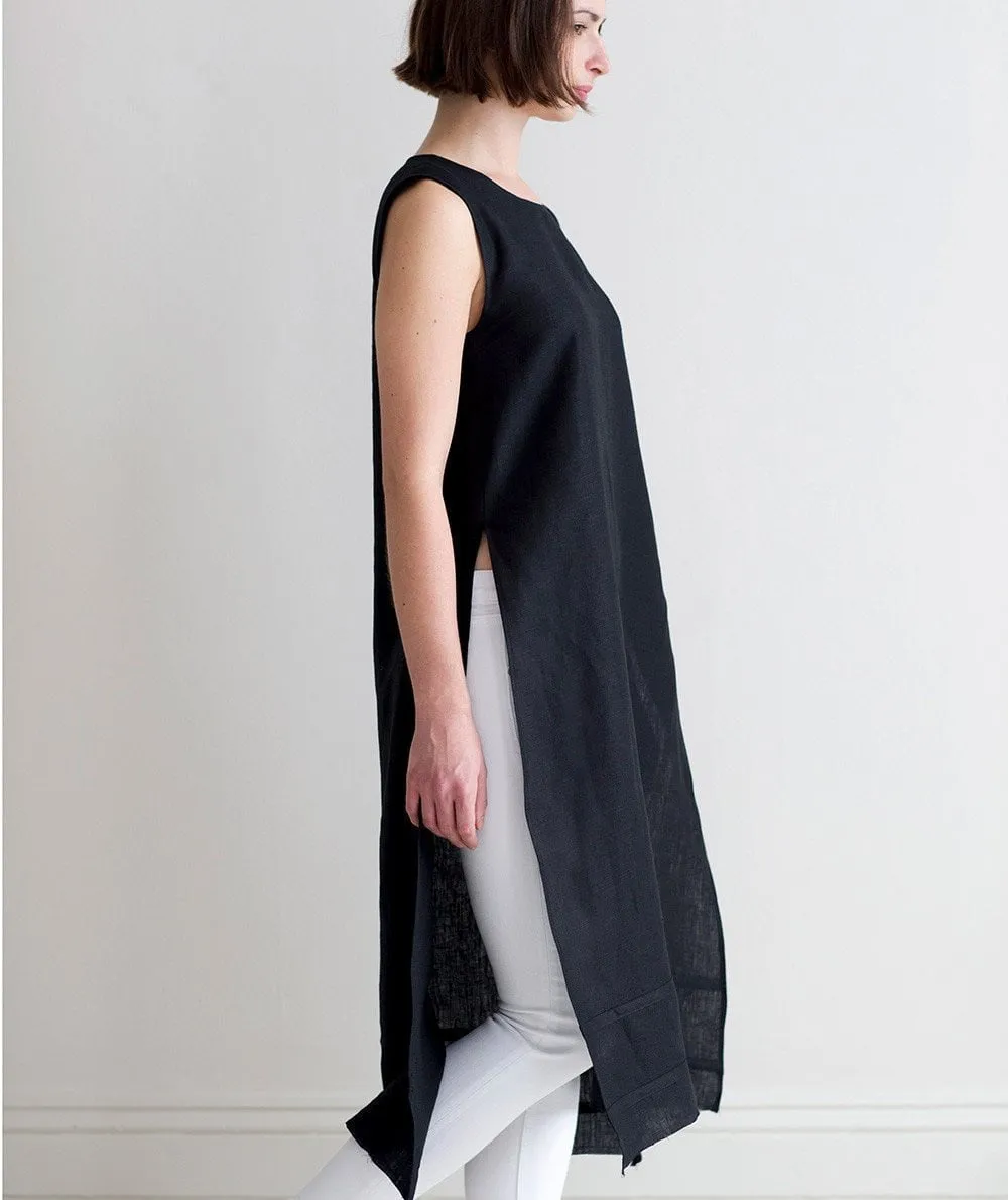 SAMPLE SALE<br>Black Linen Tunic<br>Small