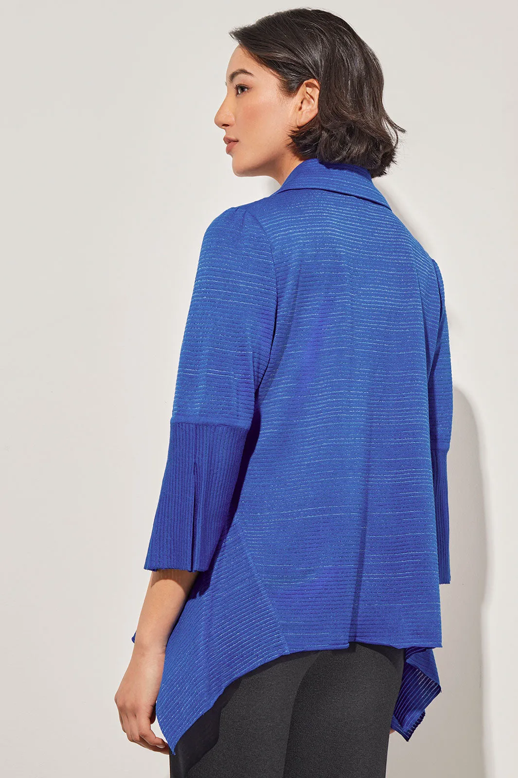 Sheer Striped Asymmetric Knit Topper