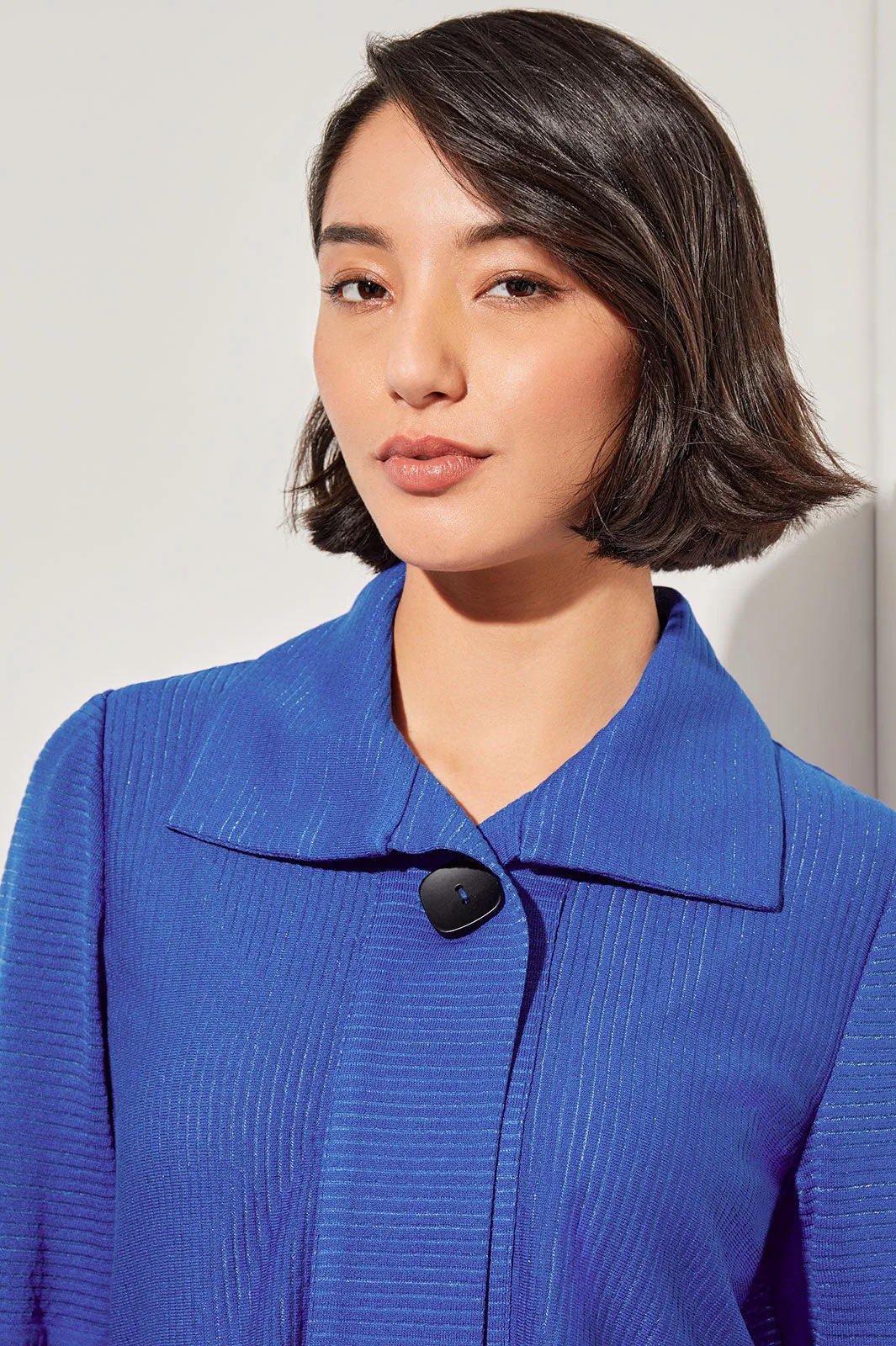 Sheer Striped Asymmetric Knit Topper