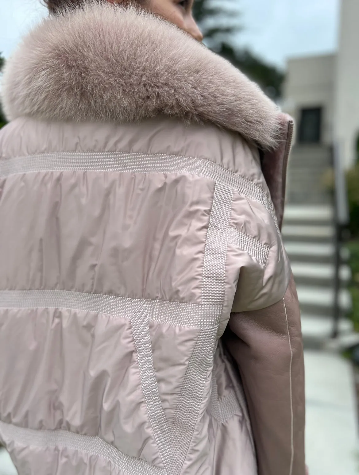 Sienna Genuine Lamb Leather Polar Fox Fur Trim Jacket