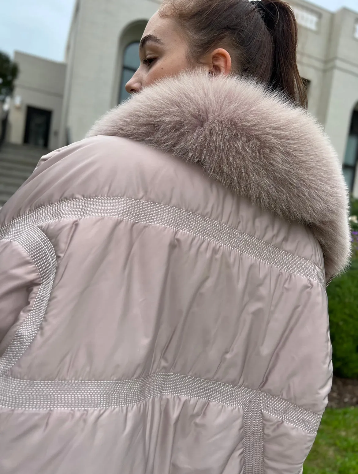Sienna Genuine Lamb Leather Polar Fox Fur Trim Jacket