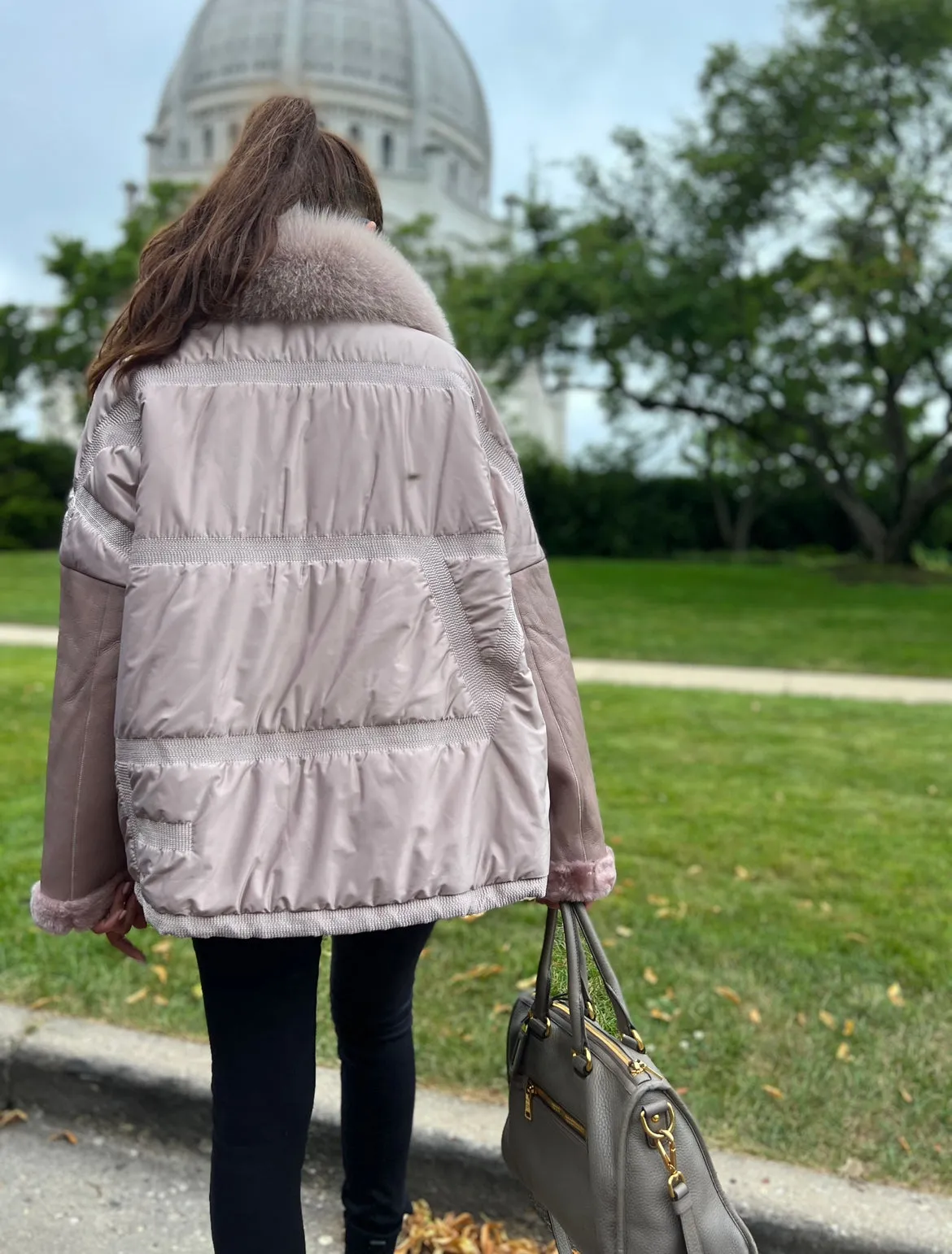 Sienna Genuine Lamb Leather Polar Fox Fur Trim Jacket
