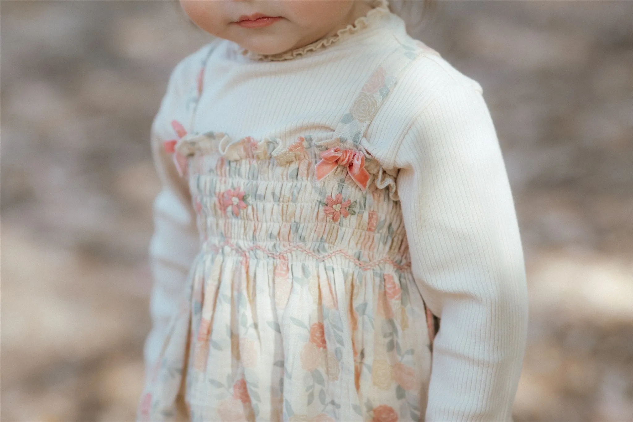 Smock Dress - Dusty Pink Roses