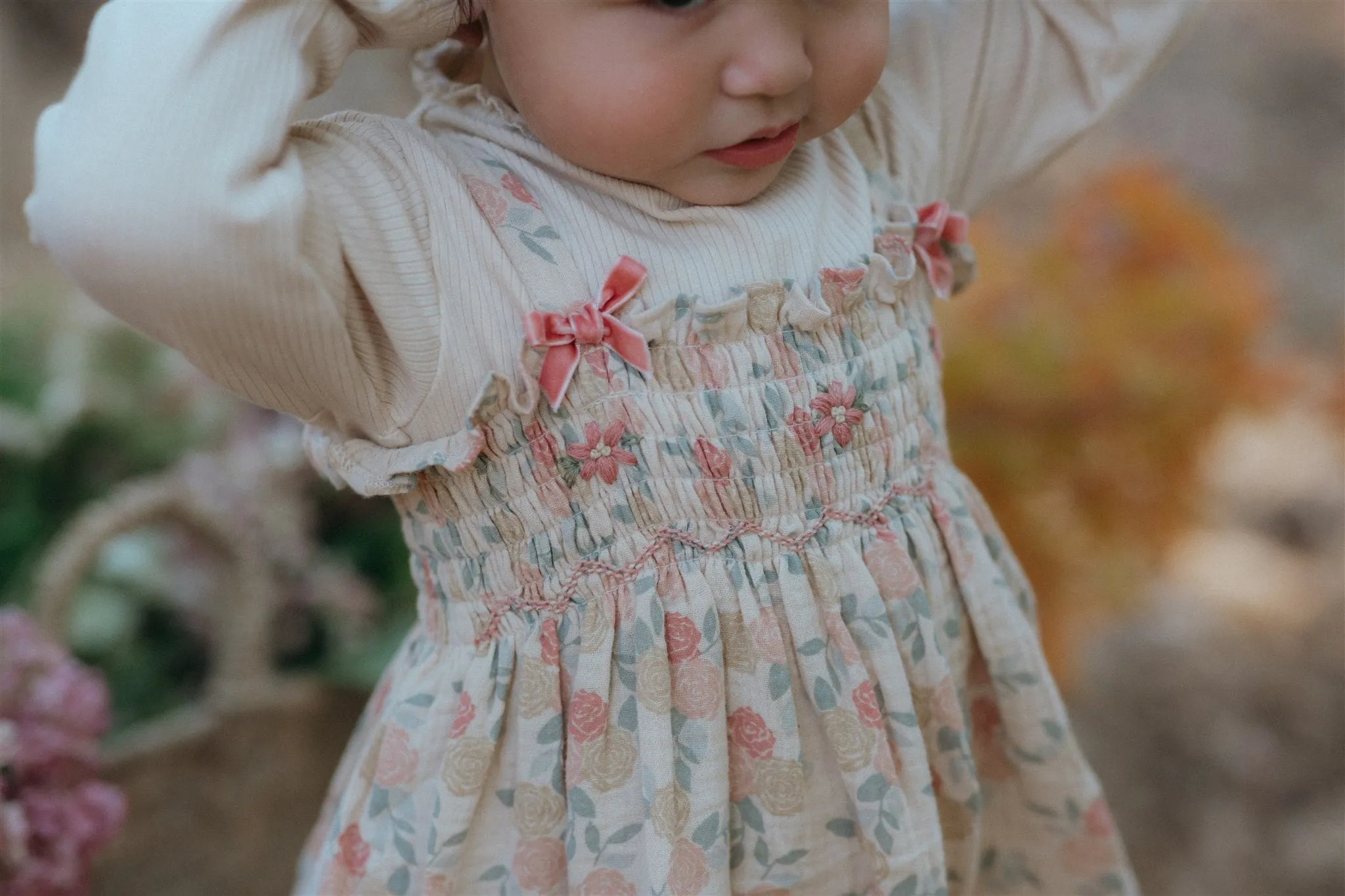 Smock Dress - Dusty Pink Roses