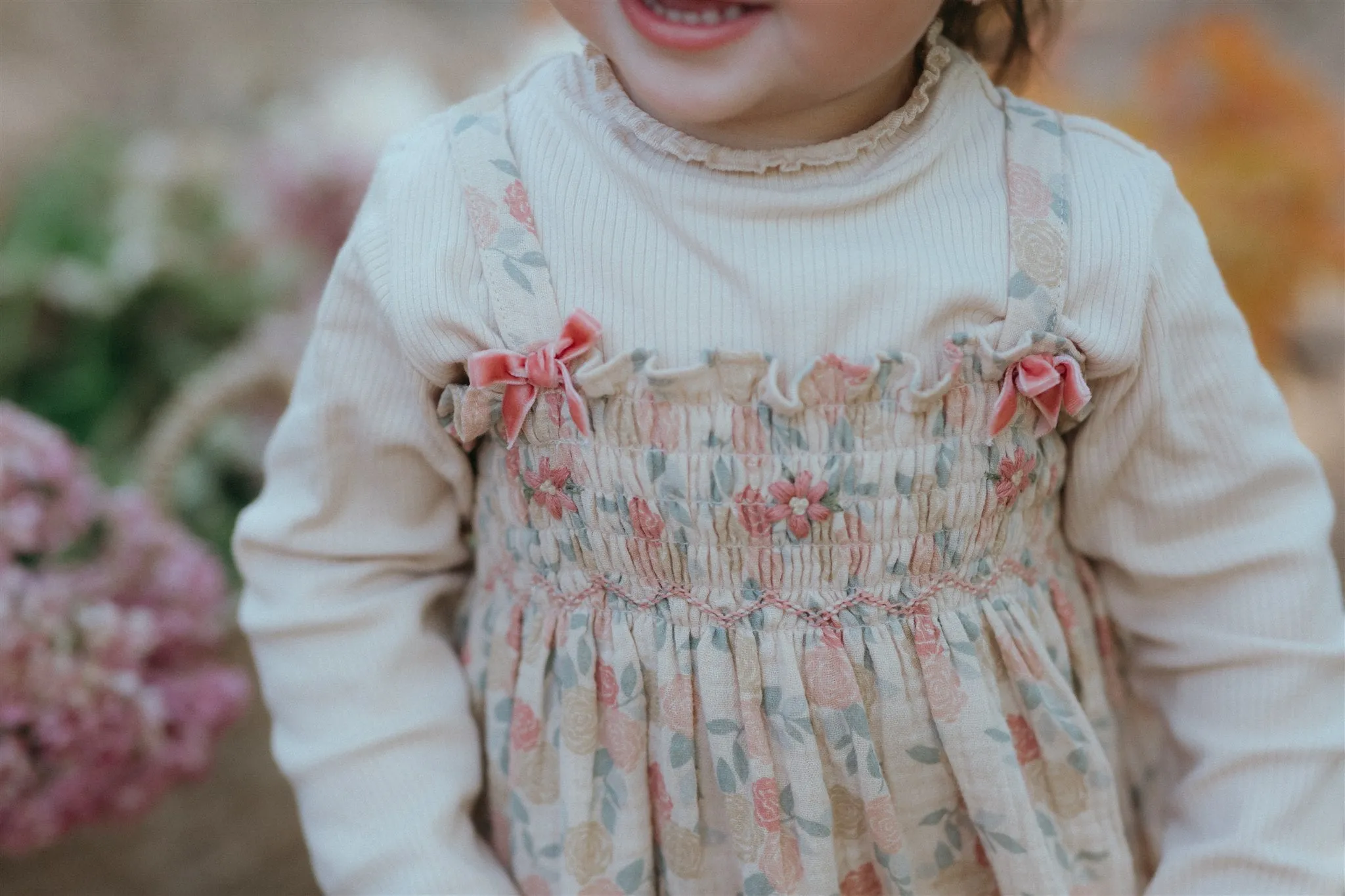 Smock Dress - Dusty Pink Roses