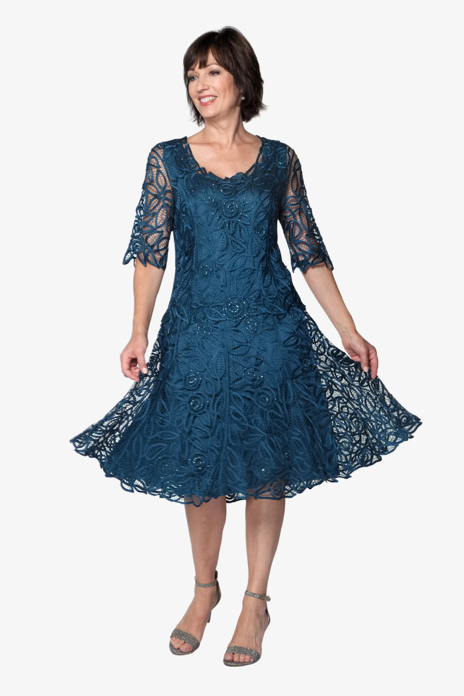 Soulmates C9128 Hand Crocheted Silk Lace Garden Party Top with Skirt Set