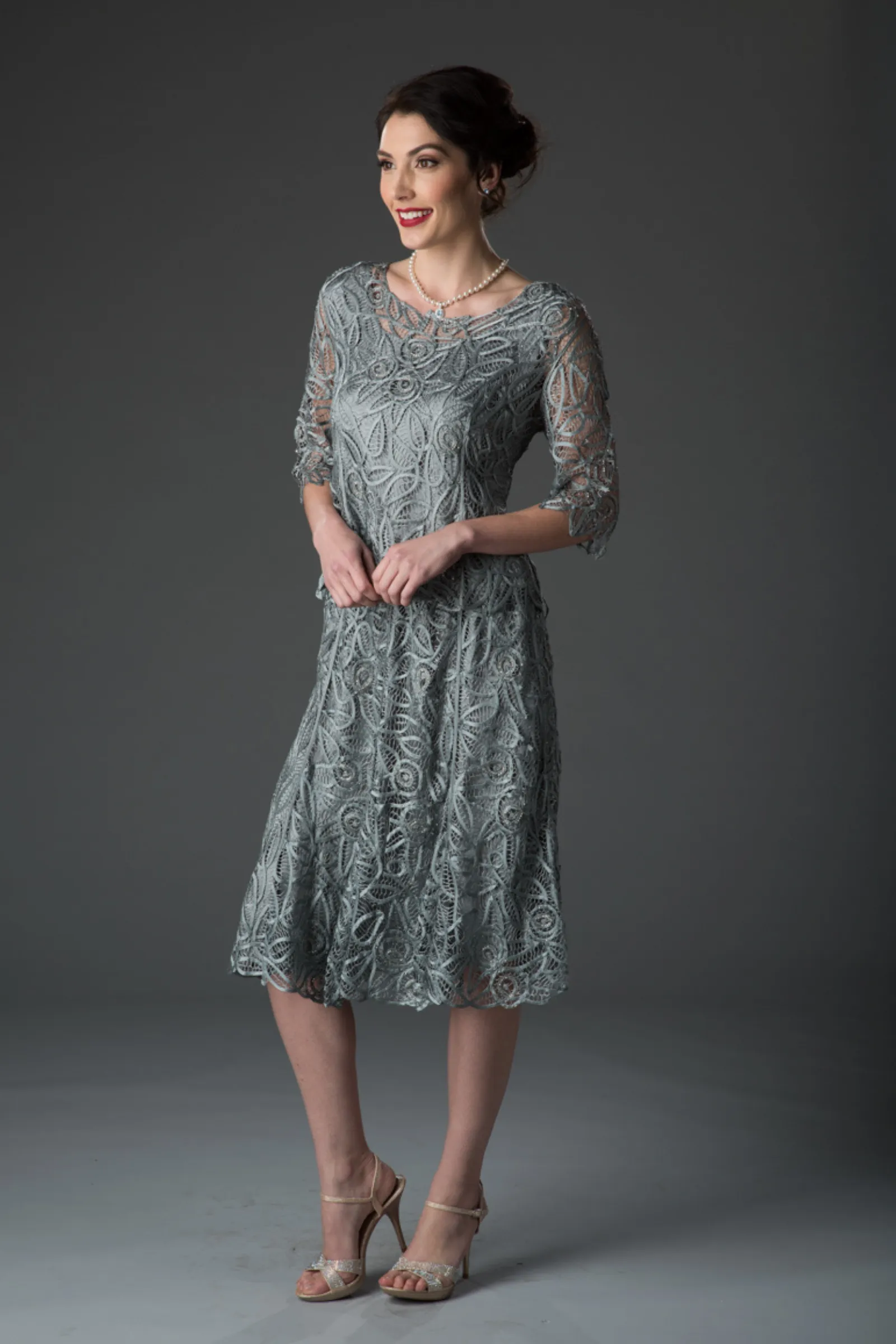 Soulmates C9128 Hand Crocheted Silk Lace Garden Party Top with Skirt Set