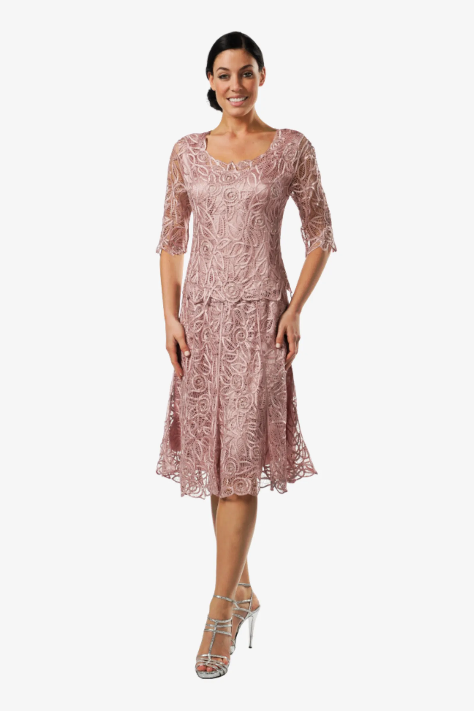 Soulmates C9128 Hand Crocheted Silk Lace Garden Party Top with Skirt Set